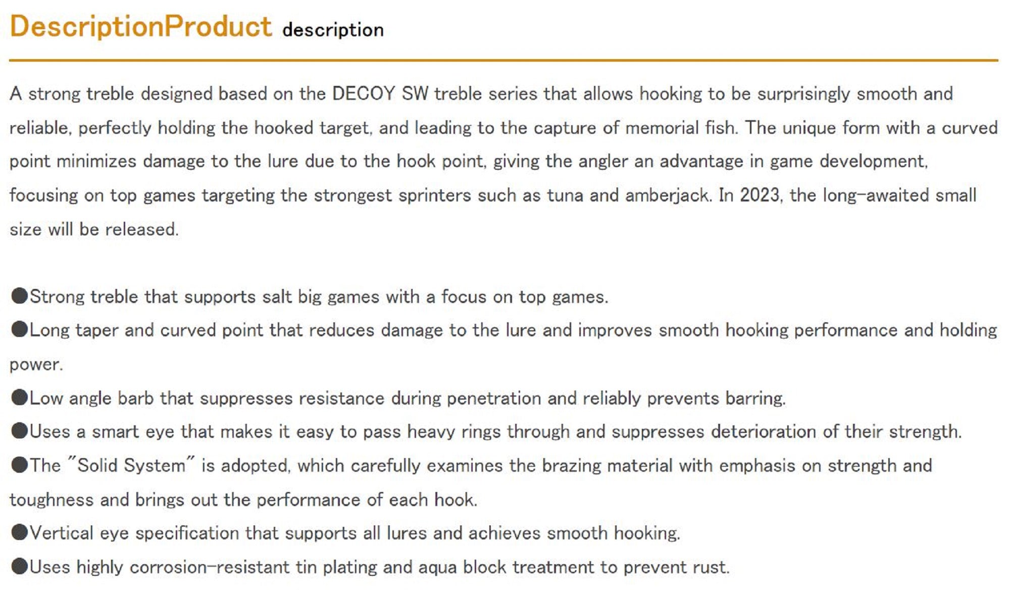 Decoy Y-S22 Treble Hook Size 2 (8681)