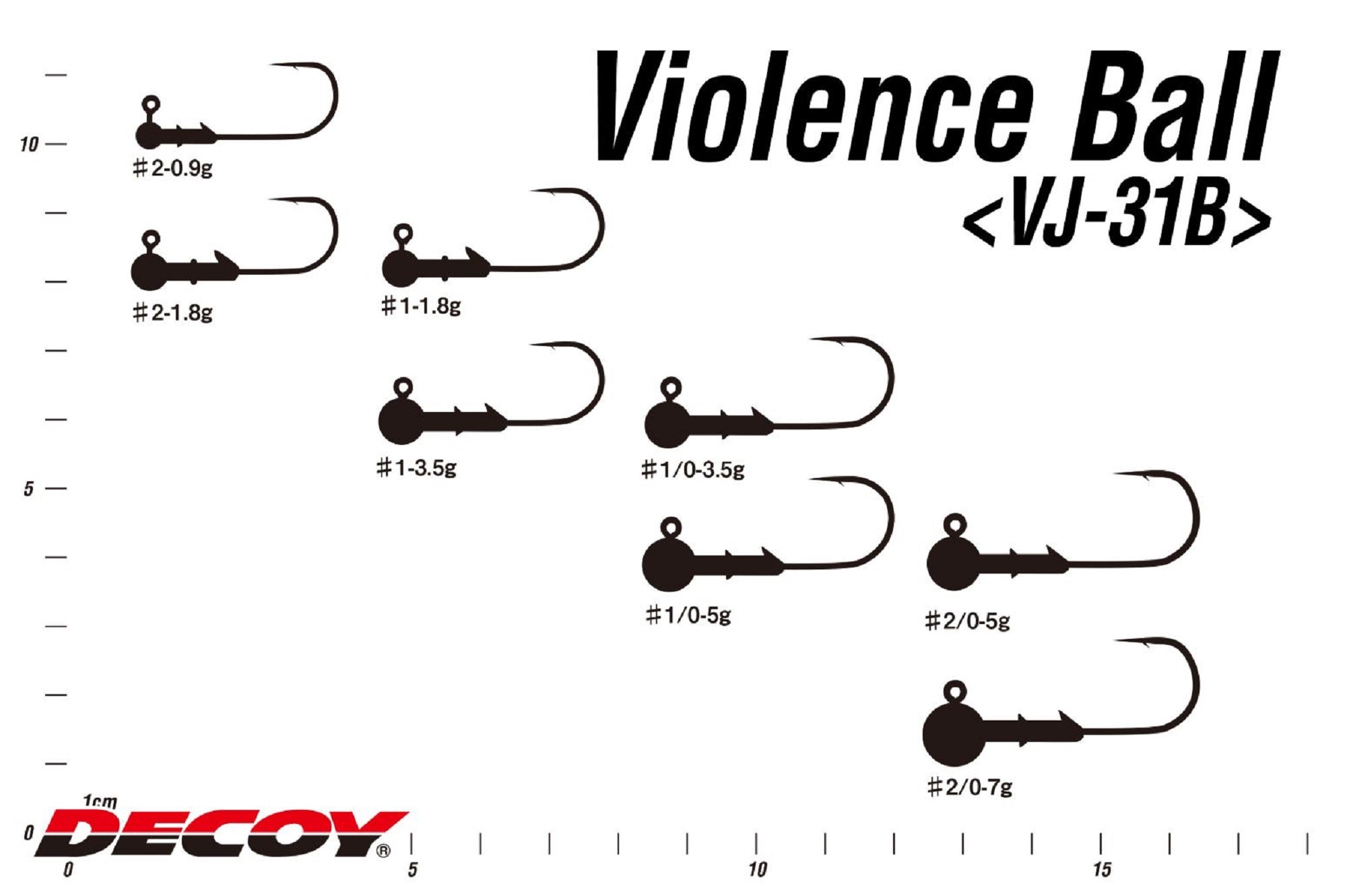 Decoy VJ-31B Jig Head Violence Ball Heavy Duty Hook Size 2/0 , 1/4oz (5404)