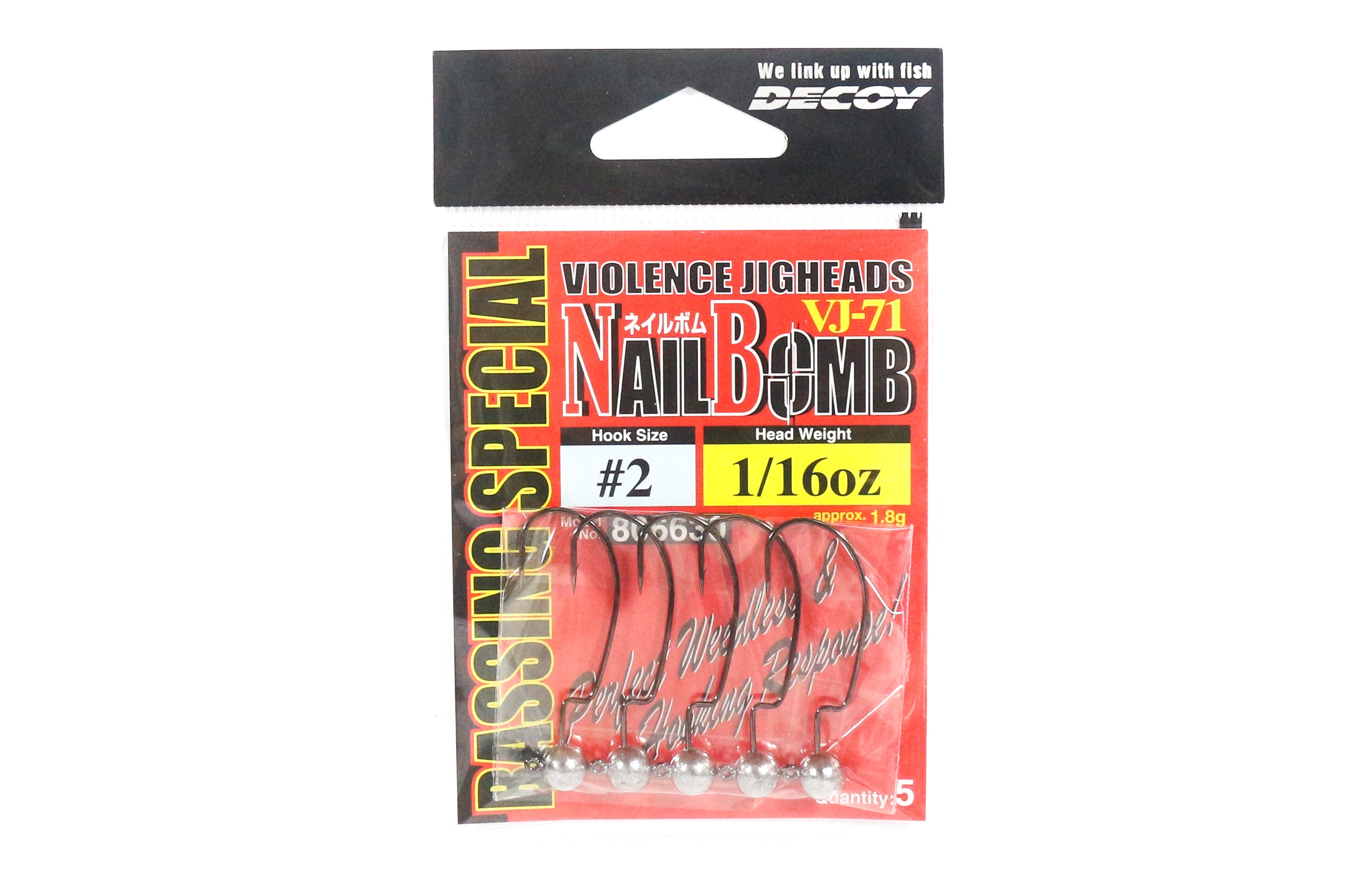 Decoy VJ-71 Jig Head Nail Bomb Hook Size 2 , 1/16 oz (6630)