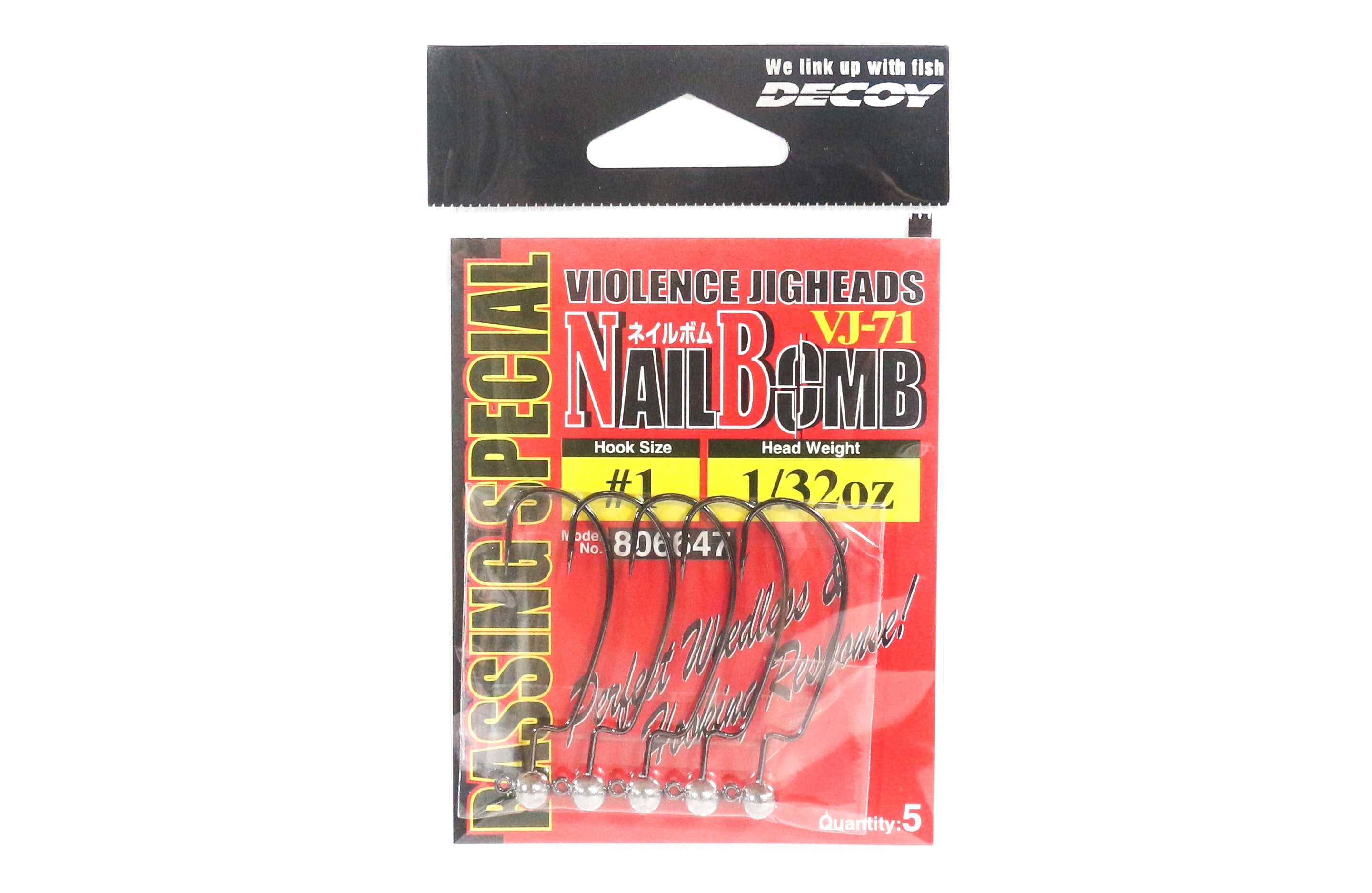 Decoy VJ-71 Jig Head Nail Bomb Hook Size 1 , 1/32 oz (6647)