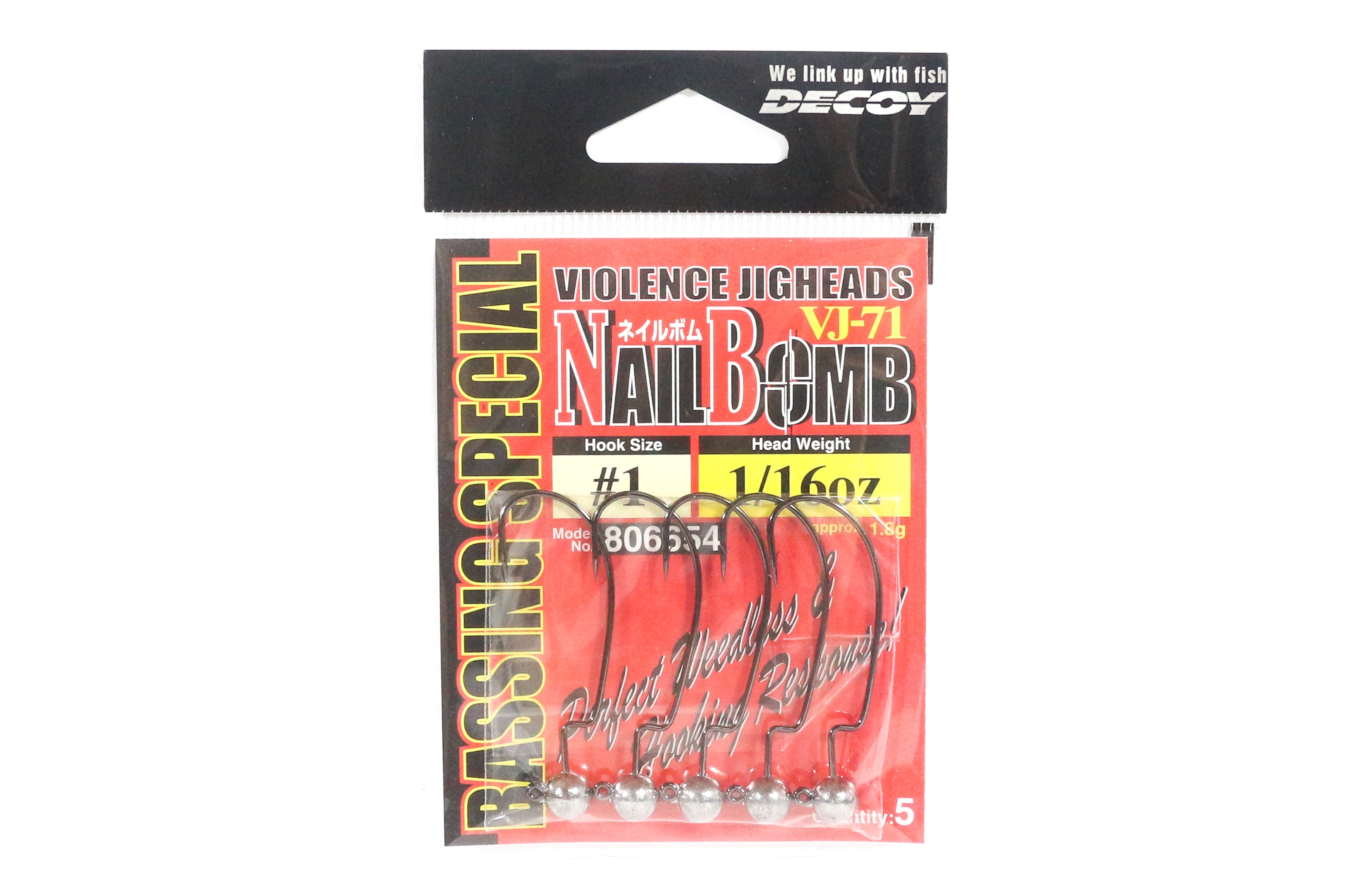 Decoy VJ-71 Jig Head Nail Bomb Hook Size 1 , 1/16 oz (6654)