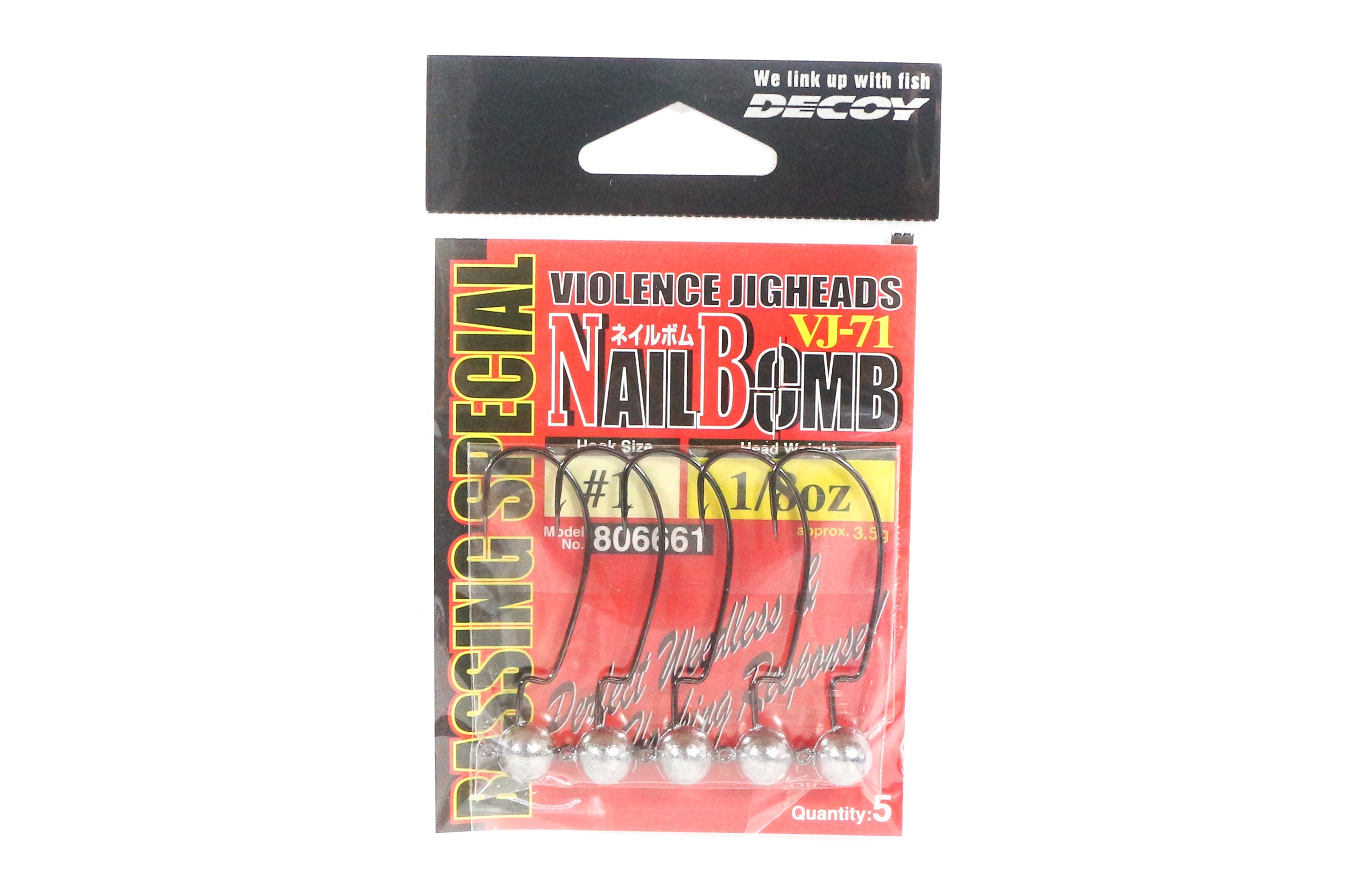 Decoy VJ-71 Jig Head Nail Bomb Hook Size 1 , 1/8 oz (6661)