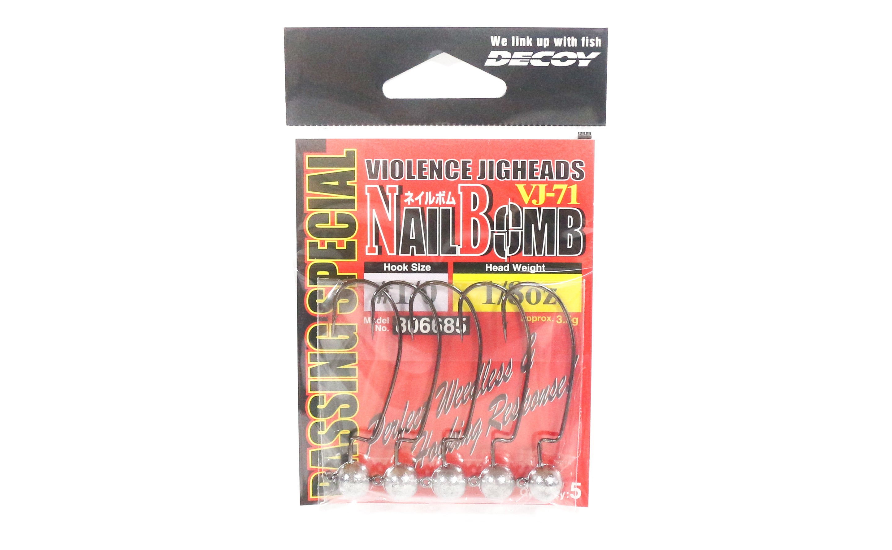 Decoy VJ-71 Jig Head Nail Bomb Hook Size 1/0 , 1/8 oz (6685)