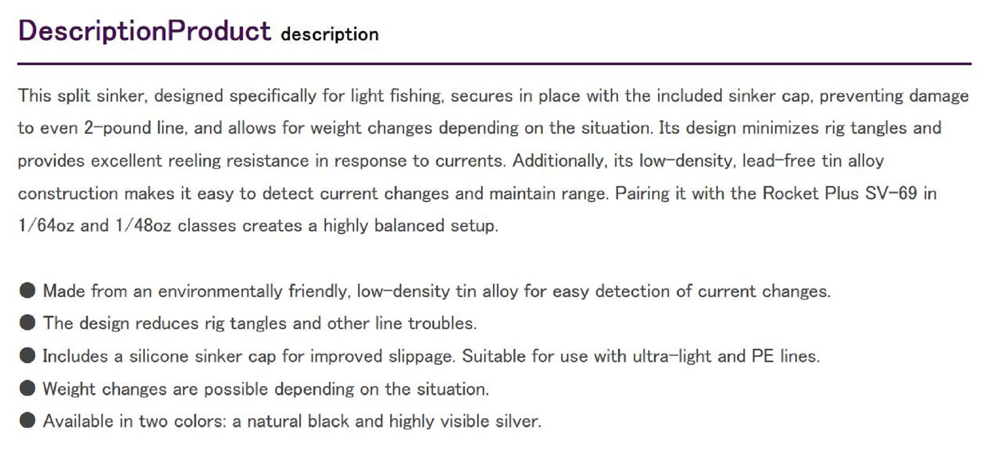 Decoy CS-1B Tobicalo Sinker Black Size 1.0 (5397)