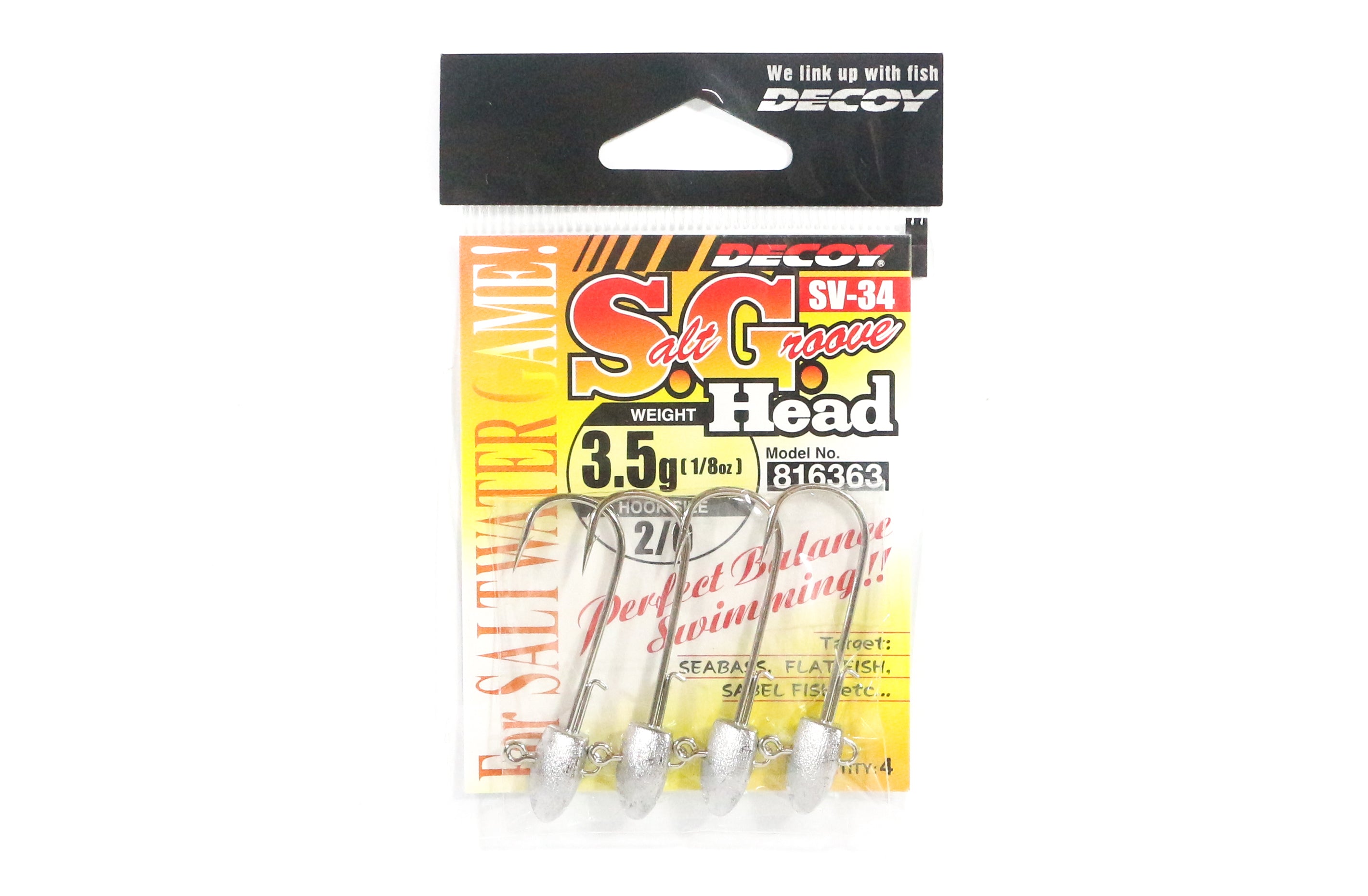 Decoy SV-34 Jig Head Salt Groove S.G Head Size 2/0 , 3.5 grams (6363)