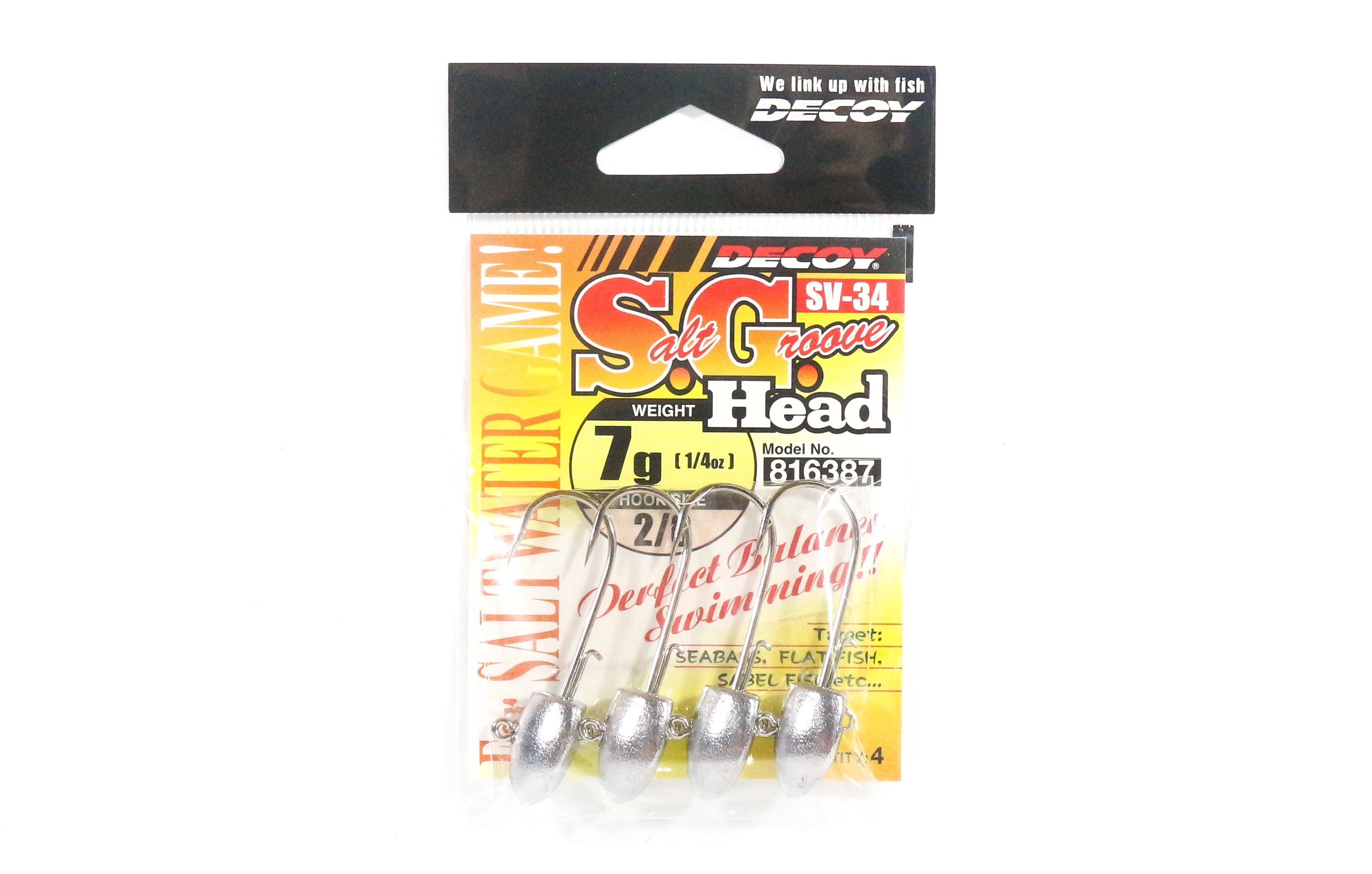 Decoy SV-34 Jig Head Salt Groove S.G Head Size 2/0 , 7 grams (6387)