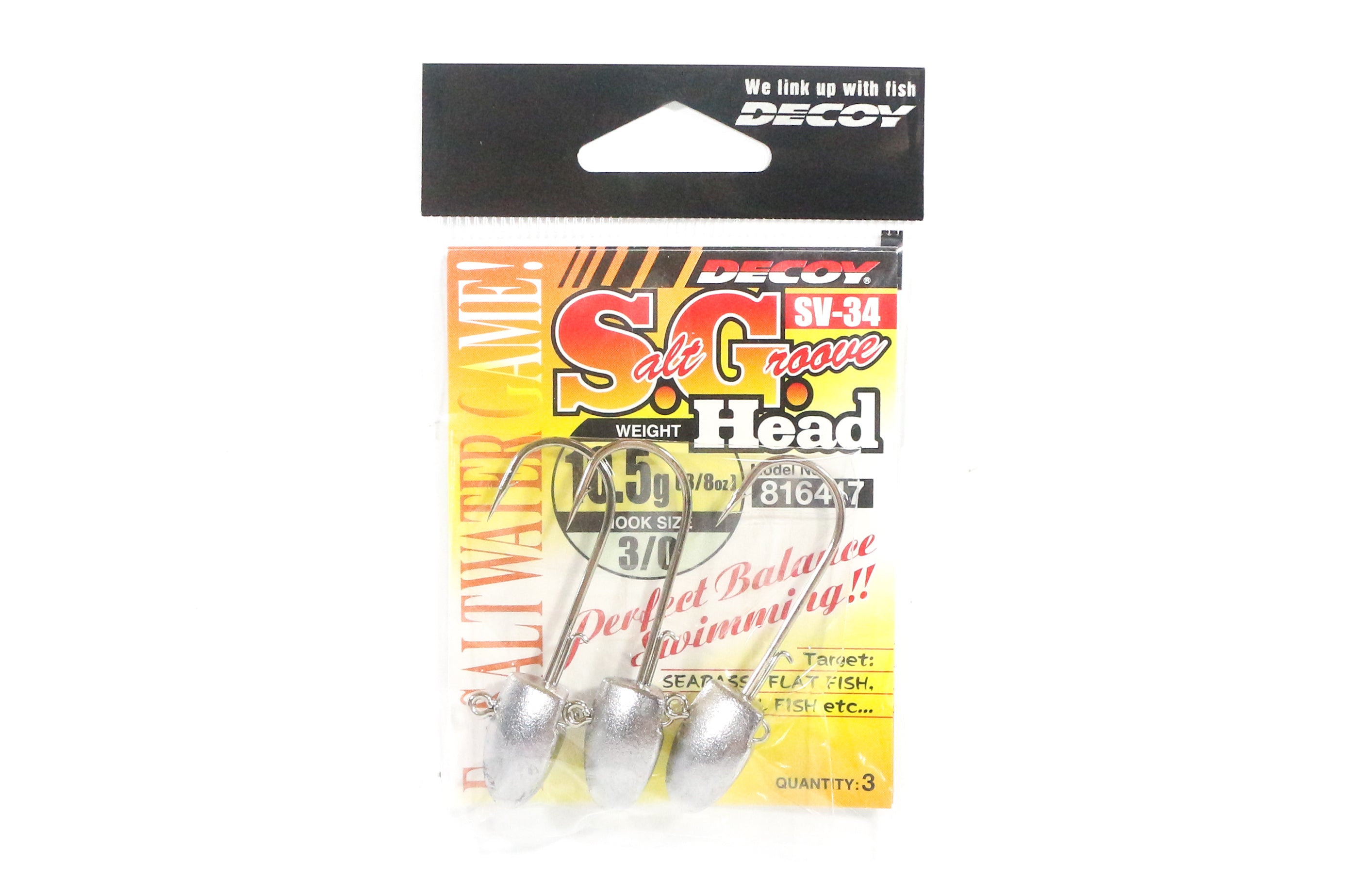 Decoy SV-34 Jig Head Salt Groove S.G Head Size 3/0 , 11 grams (6417)