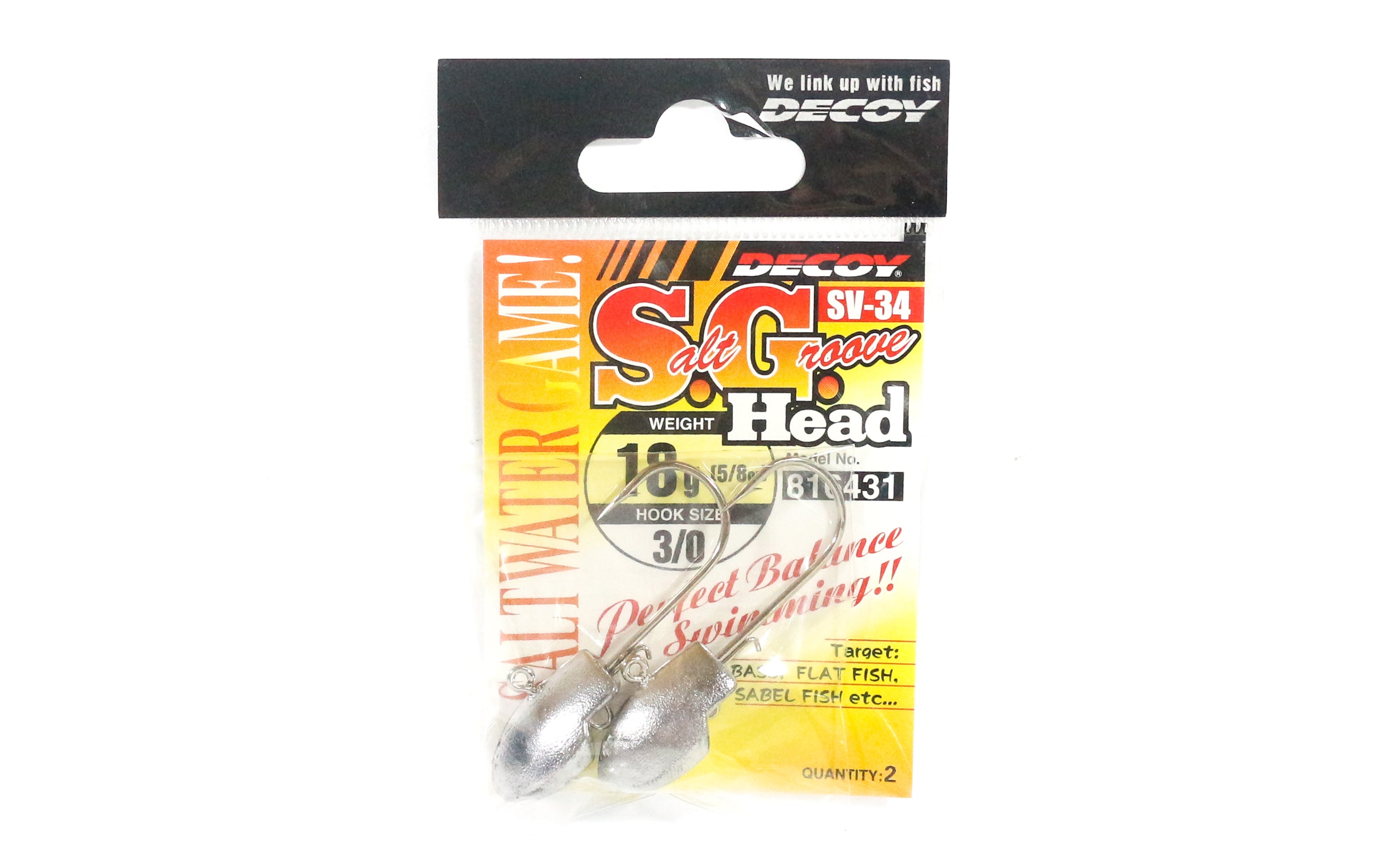 Decoy SV-34 Jig Head Salt Groove S.G Head Size 3/0 , 18 grams (6431)