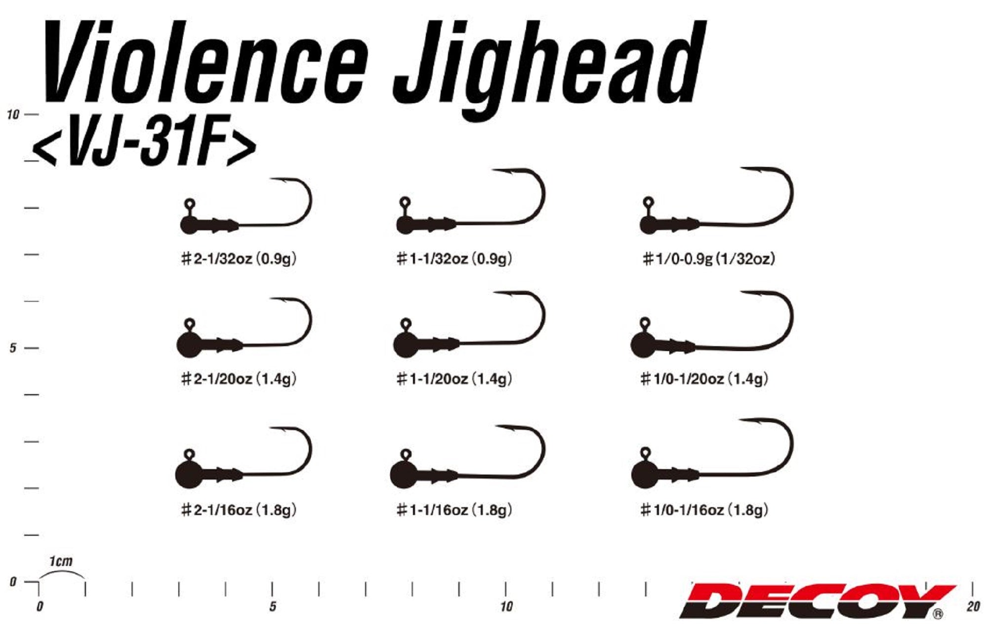 Decoy VJ-31F Jig Head Violence Ball Hook Size 2 , 1/32 oz (6783)