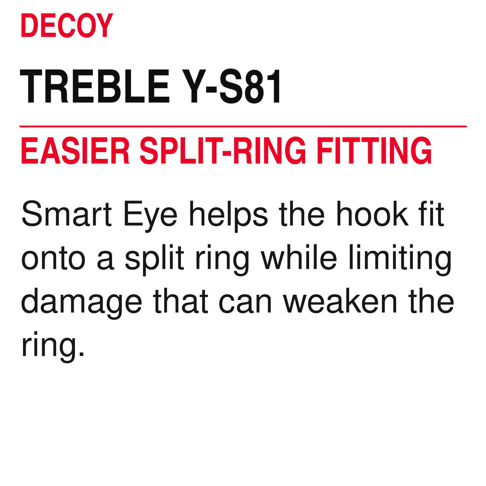 Decoy Y-S81 Treble Hook Heavy Duty Treble Hooks Size 1 (9548)