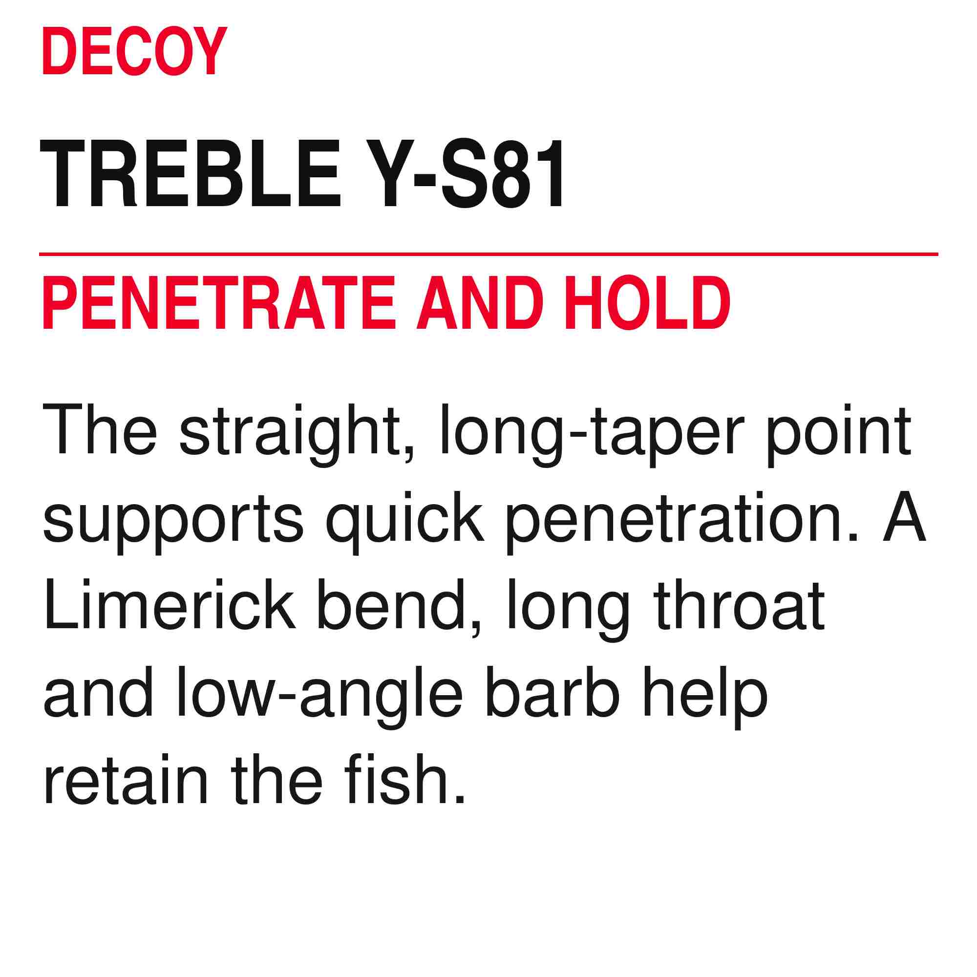 Decoy Y-S81 Treble Hook Heavy Duty Treble Hooks Size 1 (9548)