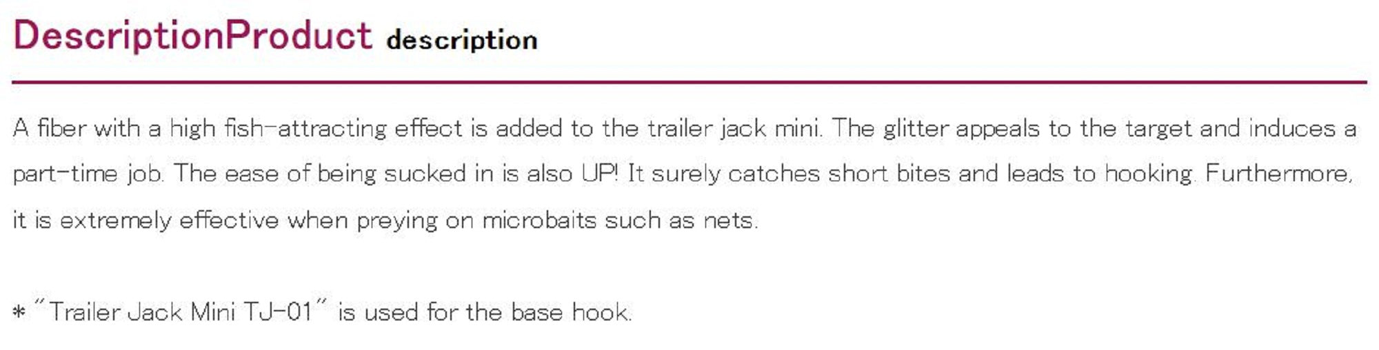 Decoy TJ-02 Trailer Jack Mini Fiber Hook Size L (0957)