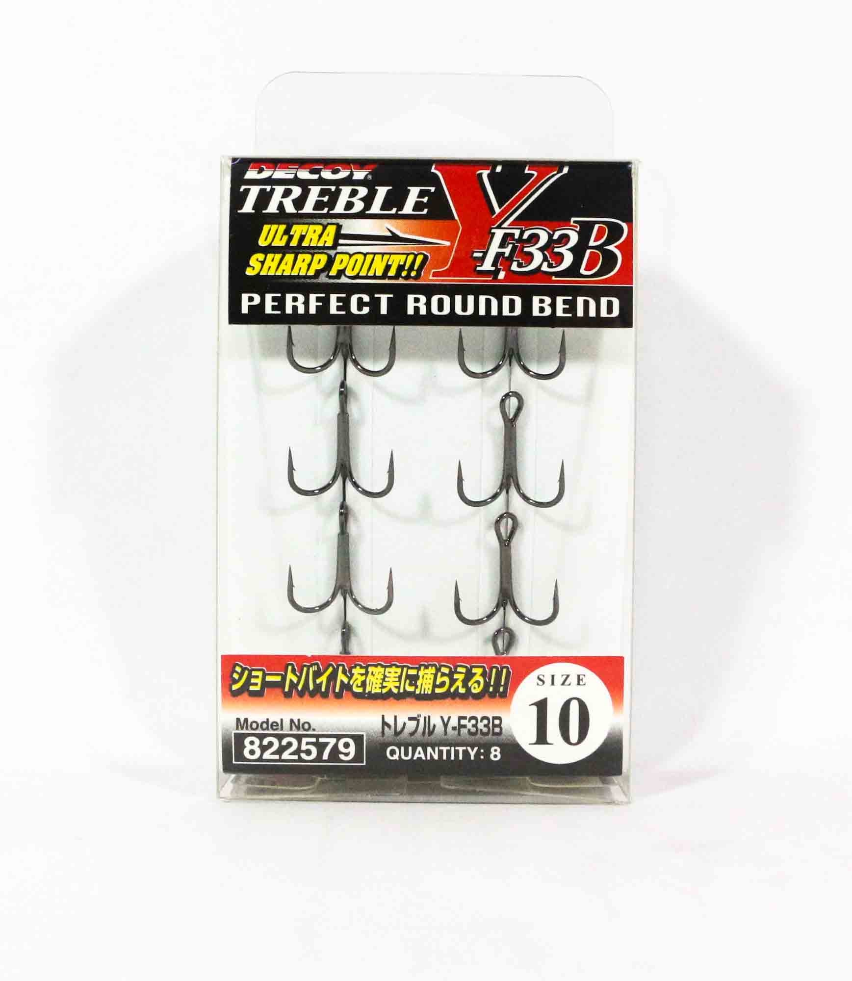 Decoy Y-F33B Treble Hook Round Bend Treble Hooks Size 10 (2579)