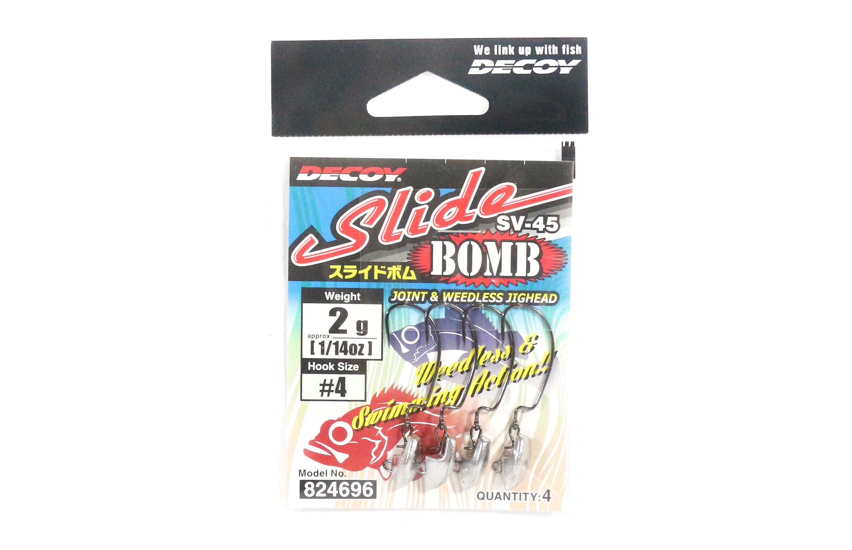 Decoy SV-45 Jig Head Slide Bomb Hook Size 4 , 2 grams (4696)
