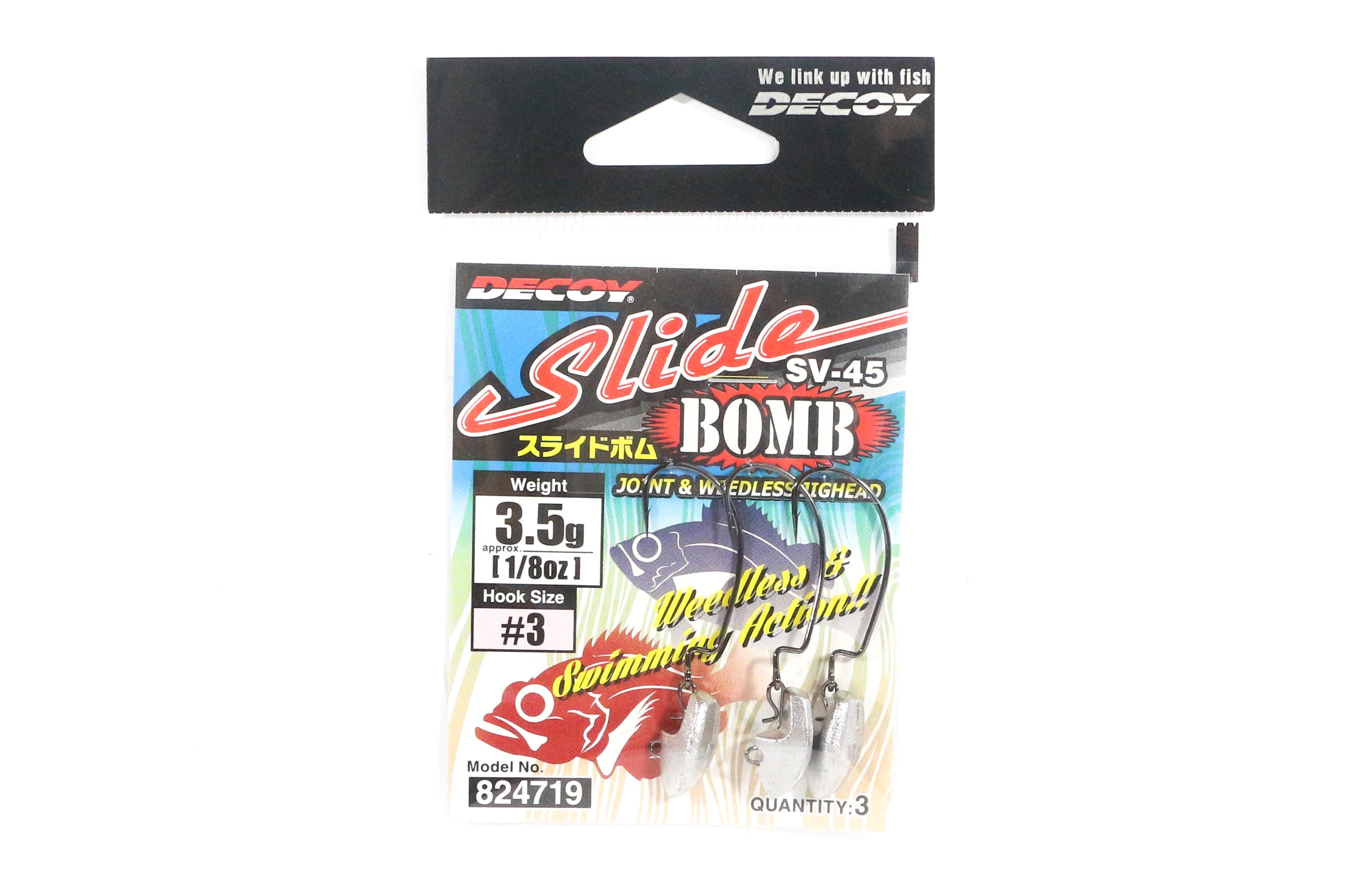 Decoy SV-45 Jig Head Slide Bomb Hook Size 3 , 3.5 grams (4719)