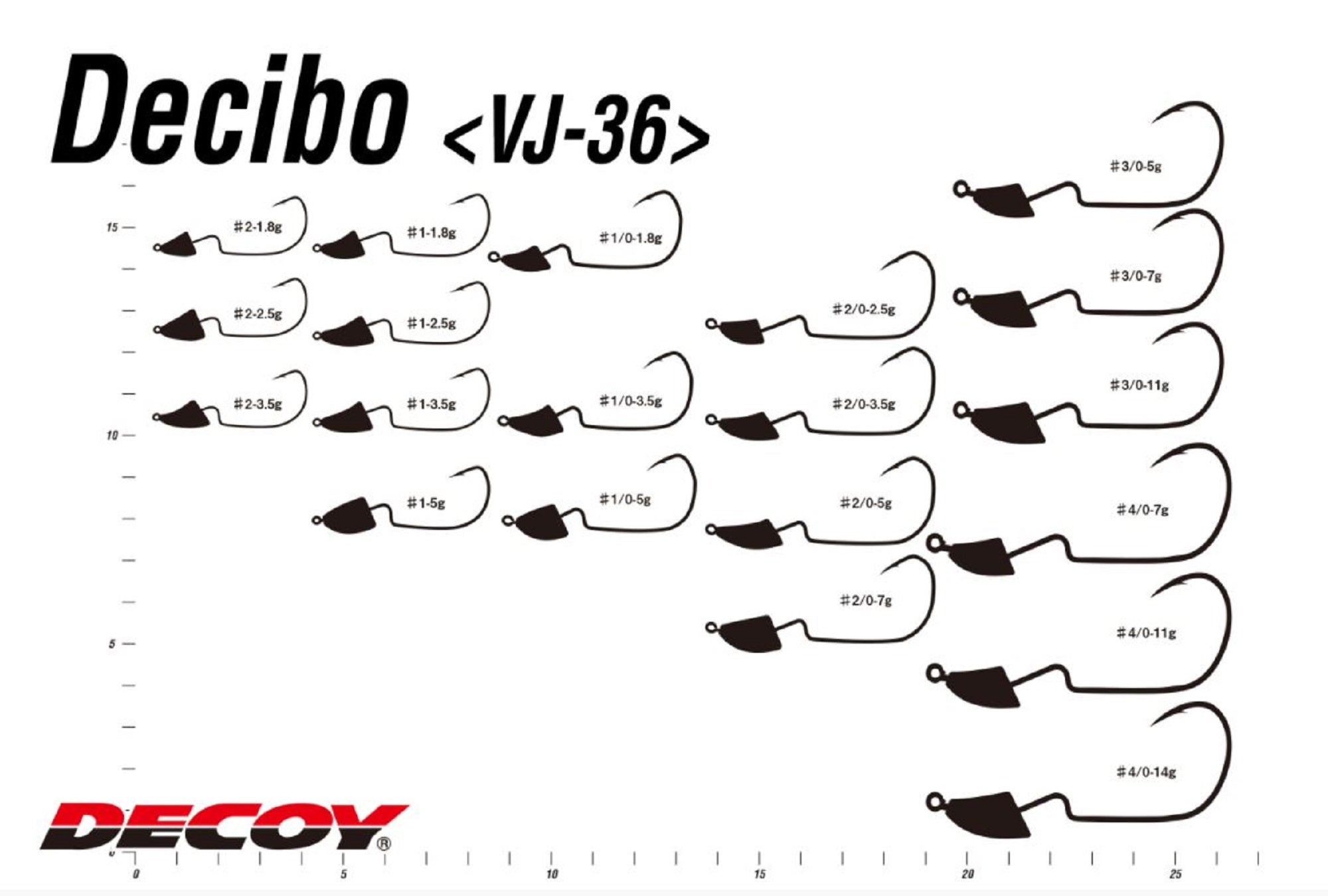 Decoy VJ-36 Jig Head Decibo Worm Hook Jig Head Size 3/0 , 3/8 oz (5310)