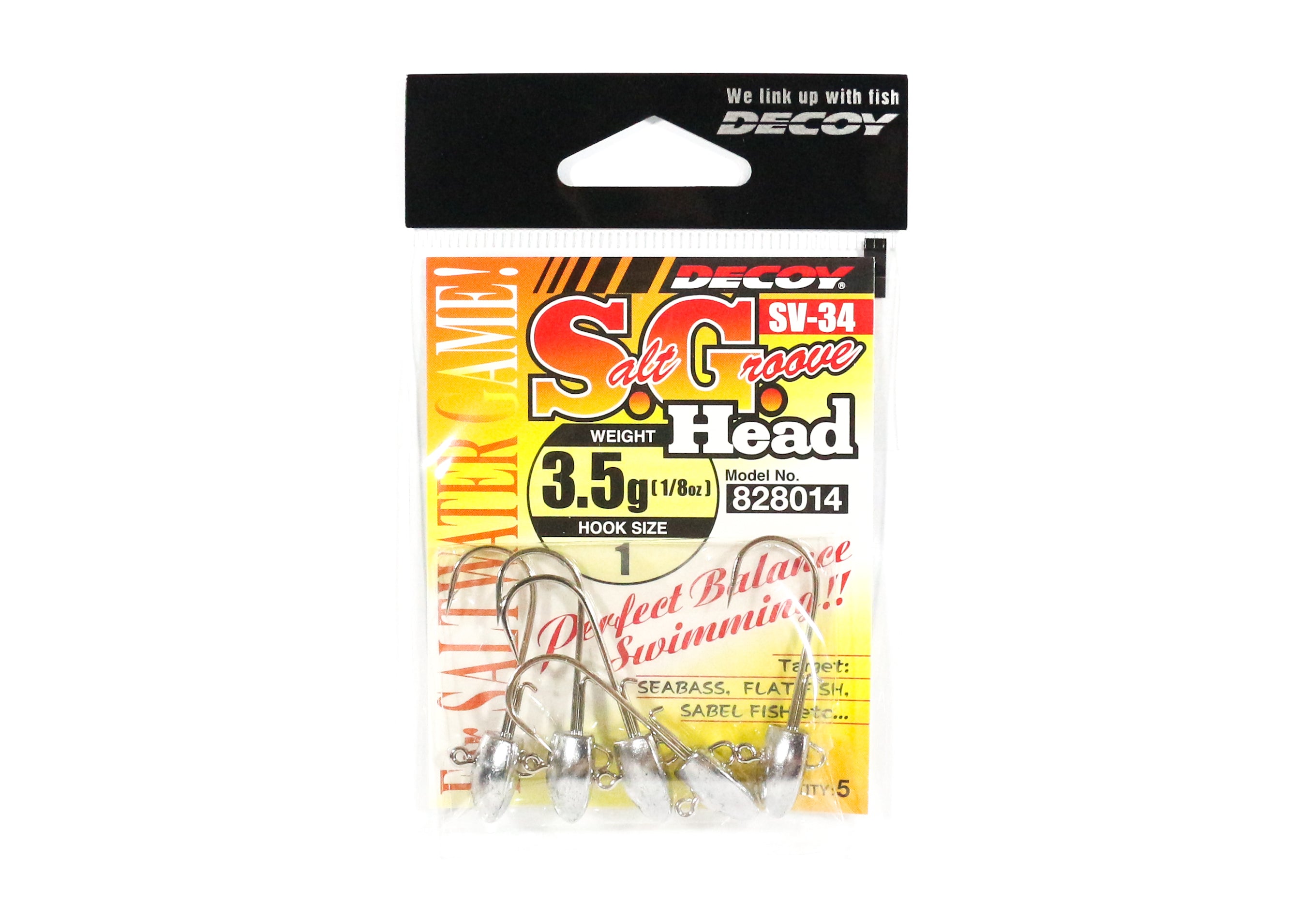 Decoy SV-34 Jig Head Salt Groove S.G Head Size 1 , 3.5 grams (8014)
