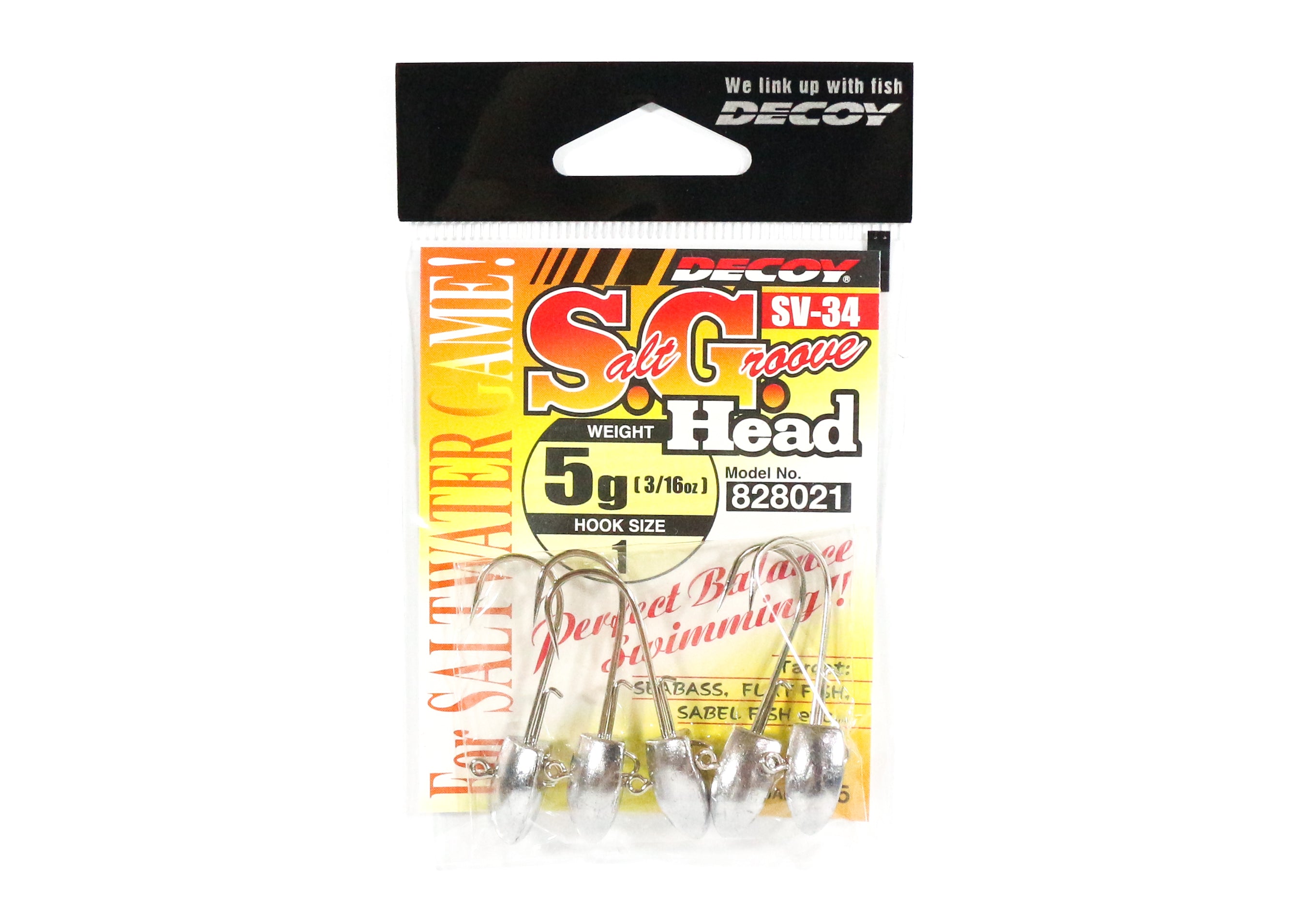 Decoy SV-34 Jig Head Salt Groove S.G Head Size 1 , 5 grams (8021)