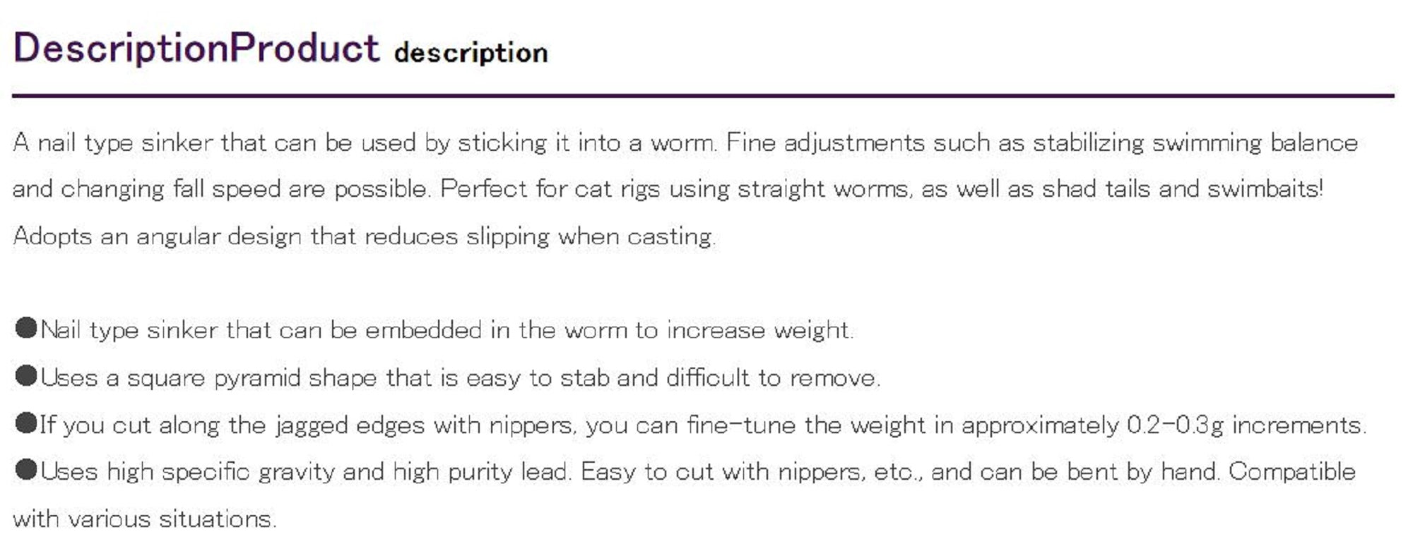 Decoy DS-10 Sinker Type Nail Size 1.2 grams (8243)