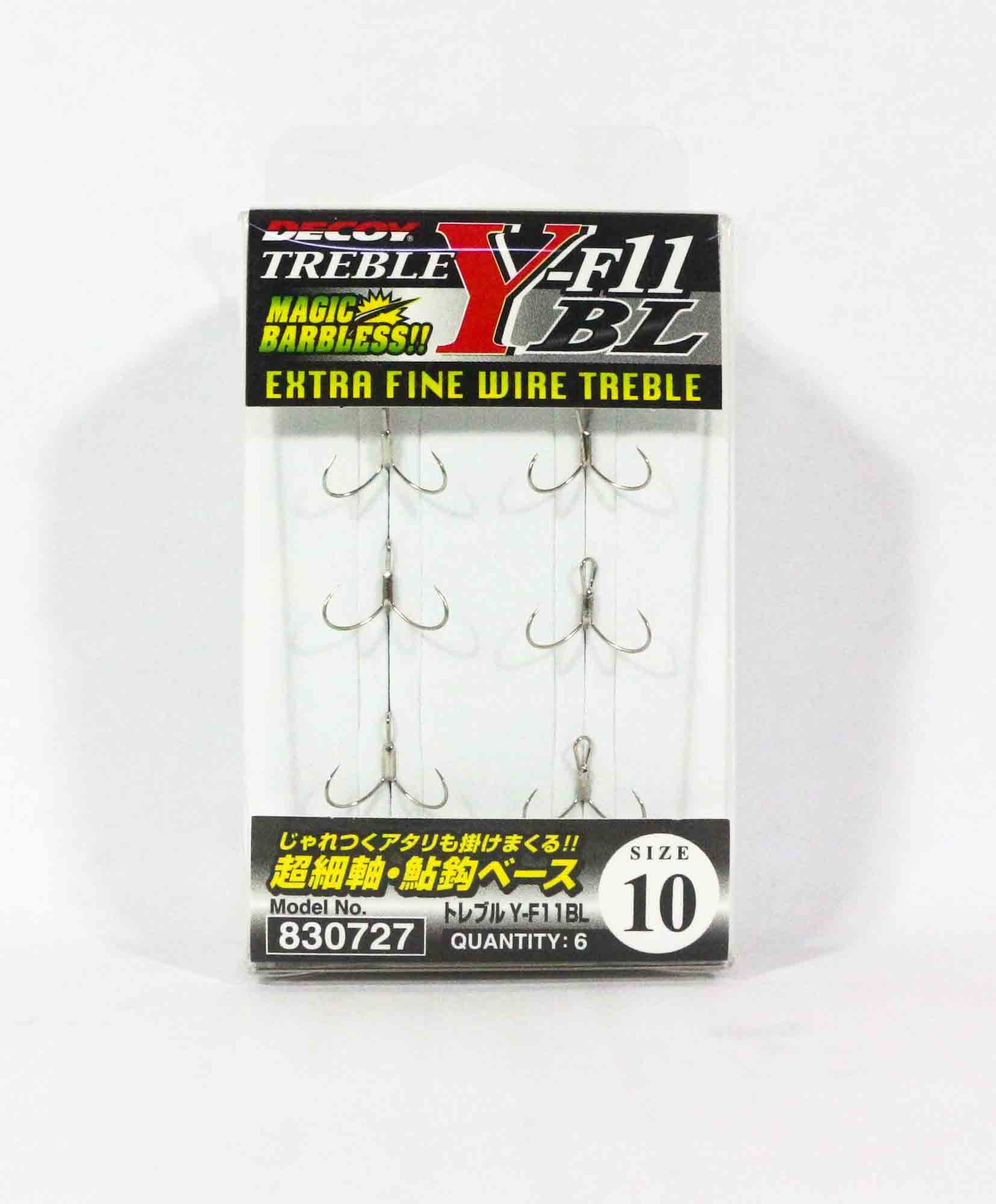 Decoy Y-F11BLTreble Hook Extra Fine Wire Barbless Hooks Size 10 (0727)