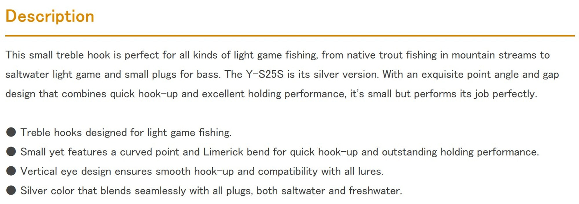 Decoy Y-S25S Treble Hook Light Game SW Treble Hooks Size 12 (2905)