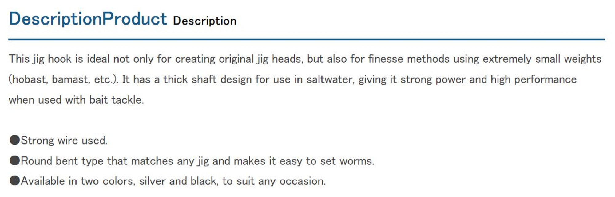 Decoy Jig-11B Strong Jig Hooks Black Size 2/0 (3735)