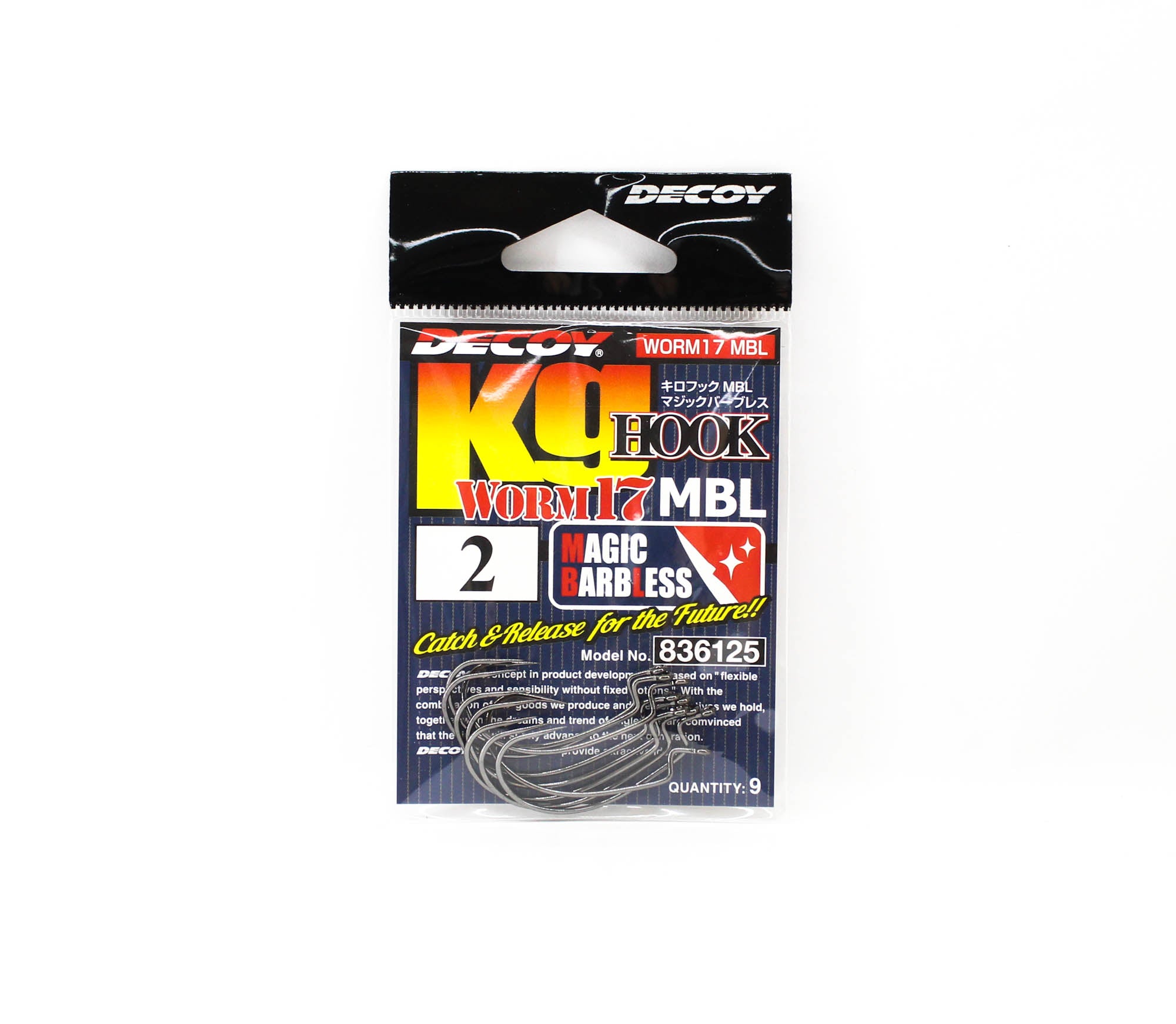 Decoy Worm 17KG Magic Barbless Offset Worm Hooks Size 2 (6125)