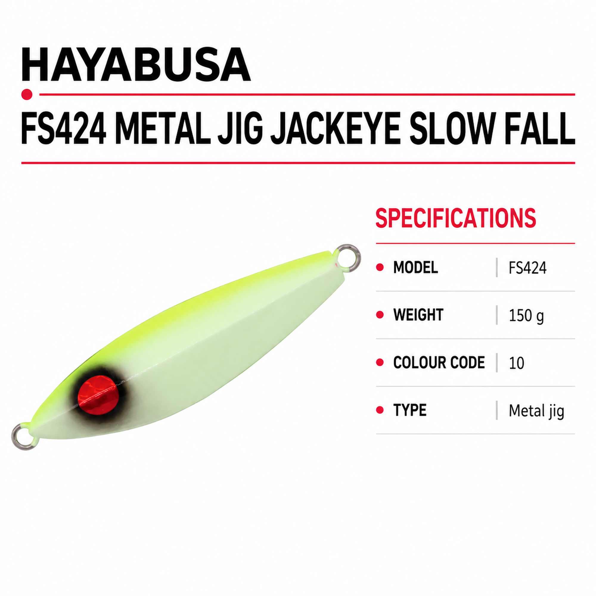 Hayabusa FS424 Metal Jig Jackeye Slow Fall 150 grams 10 (2256)