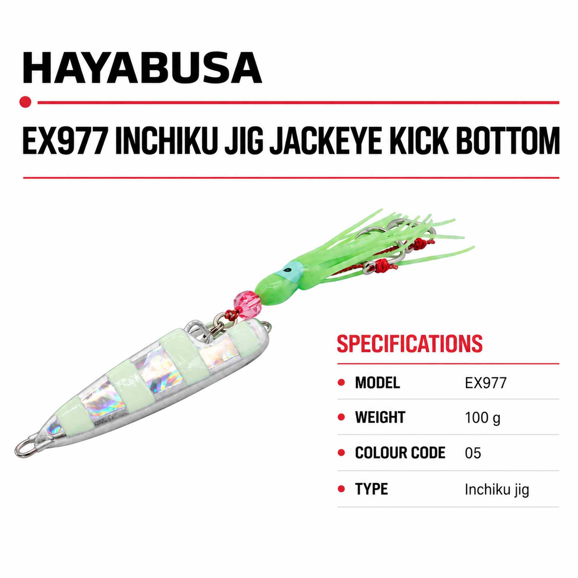 Hayabusa EX977 Inchiku Jig Jackeye Kick Bottom 100 grams 05 (6276)