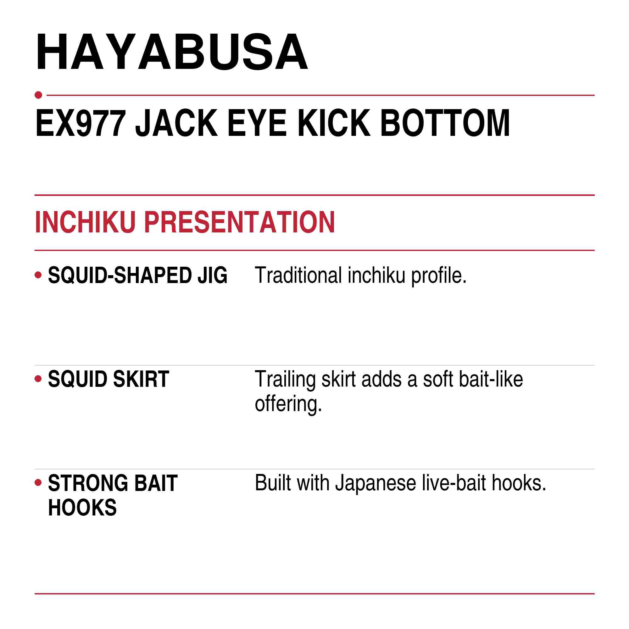 Hayabusa EX977 Inchiku Jig Jackeye Kick Bottom 120 grams 02 (6290)