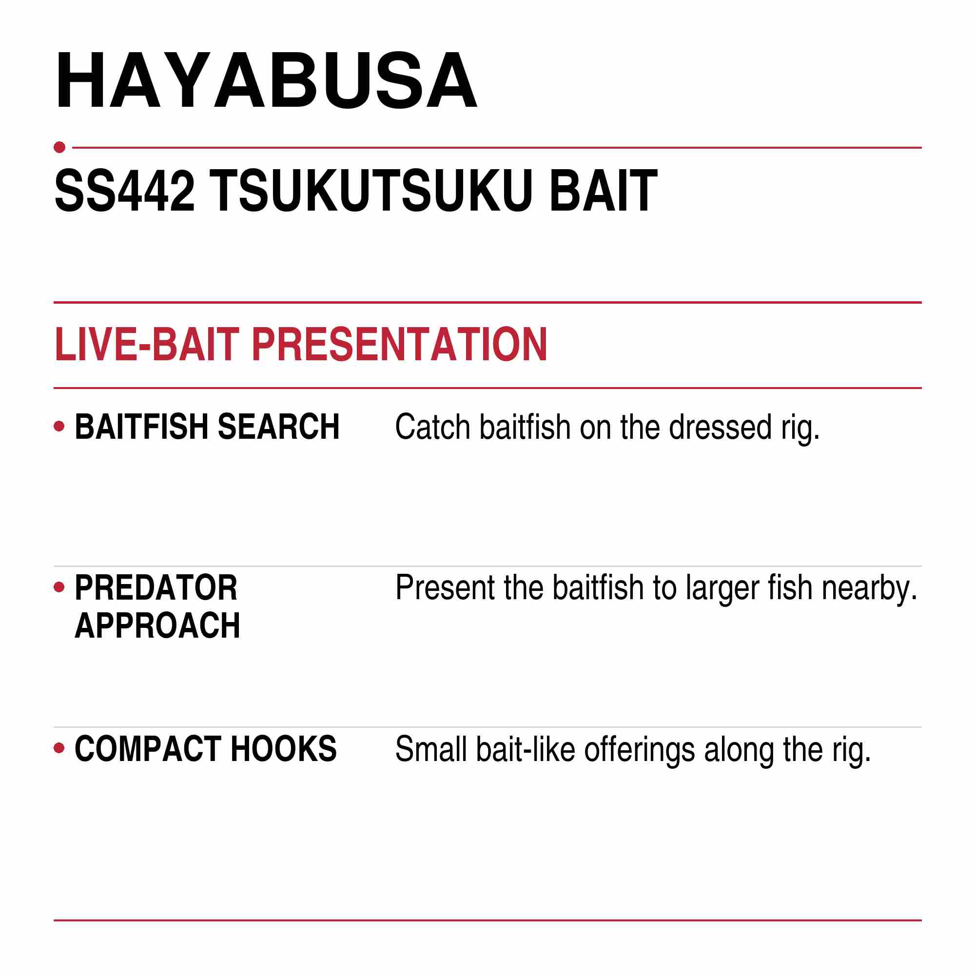 Hayabusa SS442 Sabiki Tsukutsuku Bait Size 8 10lb (1841)