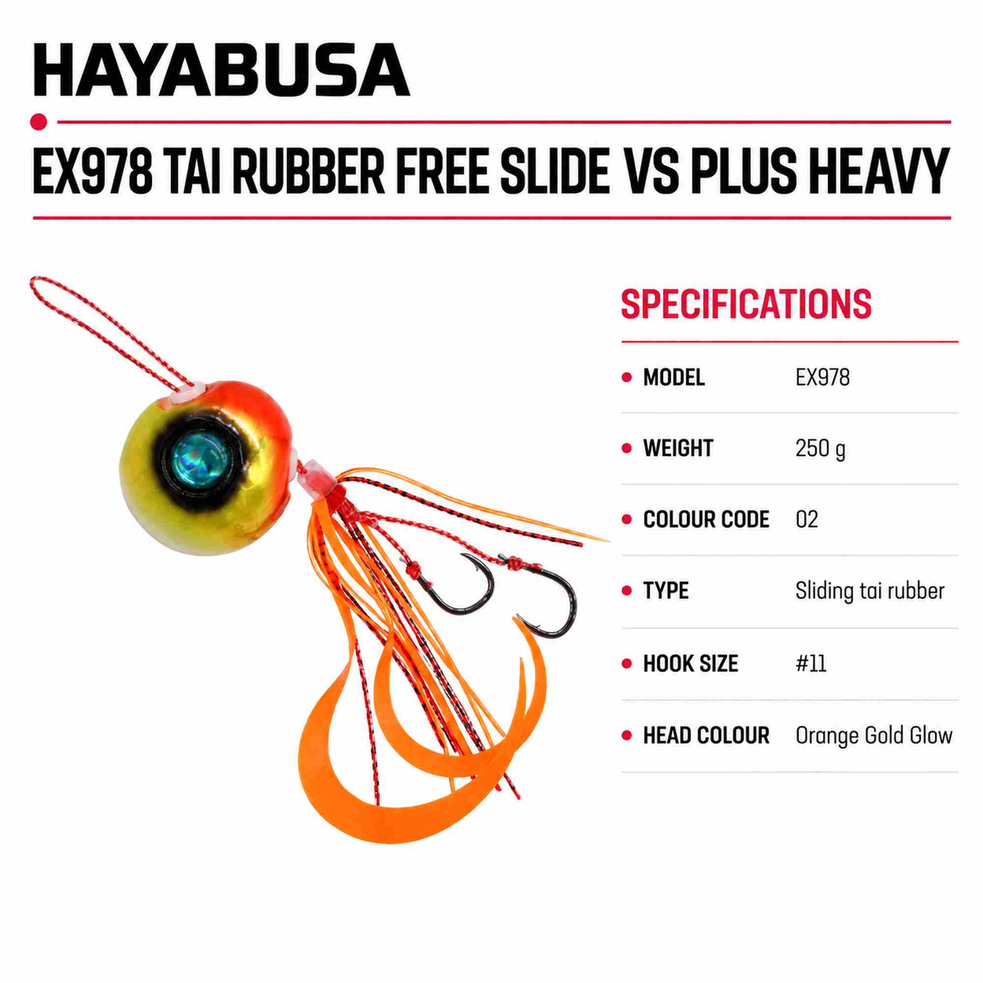 Hayabusa EX978 Tai Rubber Free Slide VS Plus Heavy 250 grams 02 (7902)