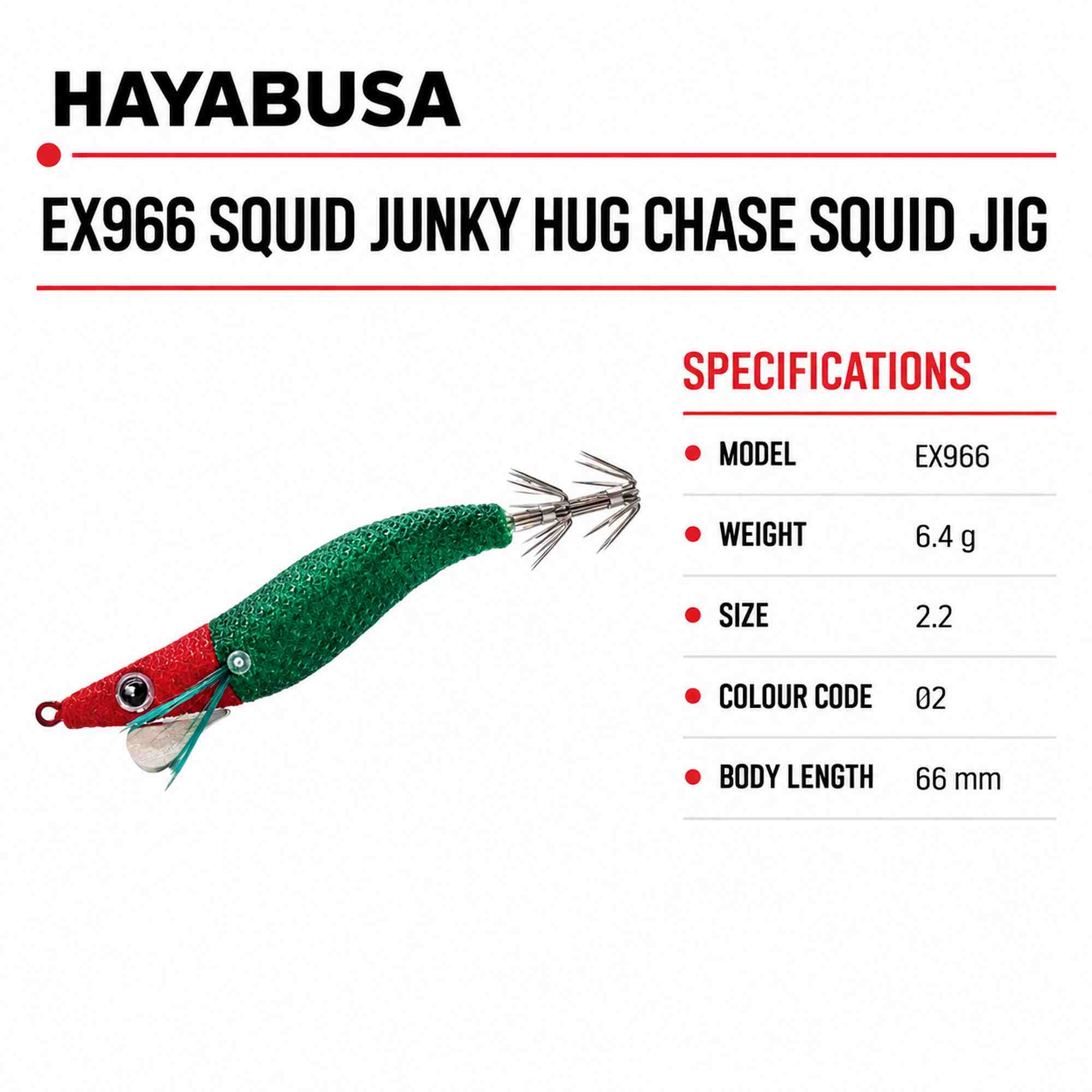 Hayabusa EX966 Squid Junky Hug Chase Squid Jig Size 2.2 6.4 grams 02 (8688)