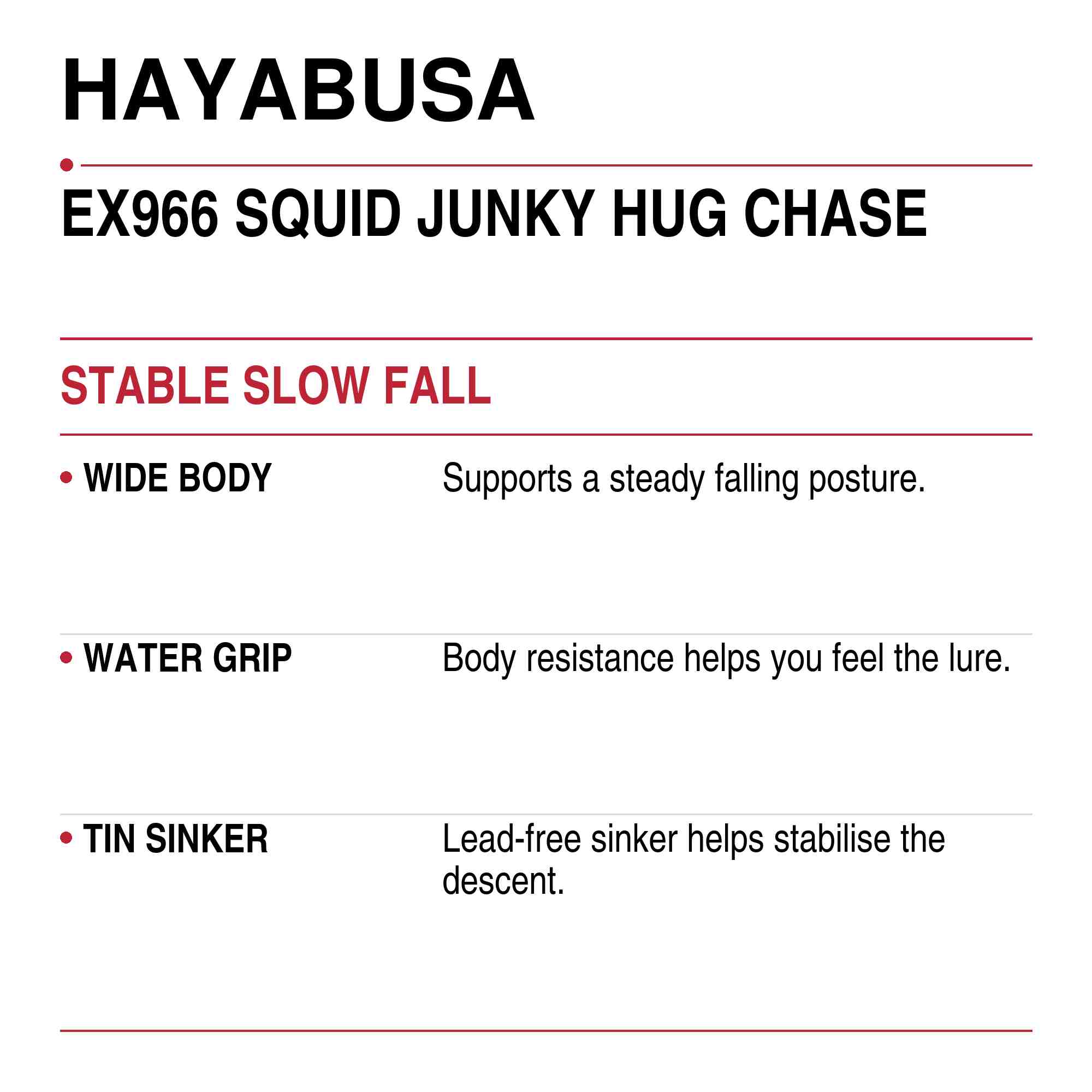Hayabusa EX966 Squid Junky Hug Chase Squid Jig Size 2.2 6.4 grams 03 (8695)