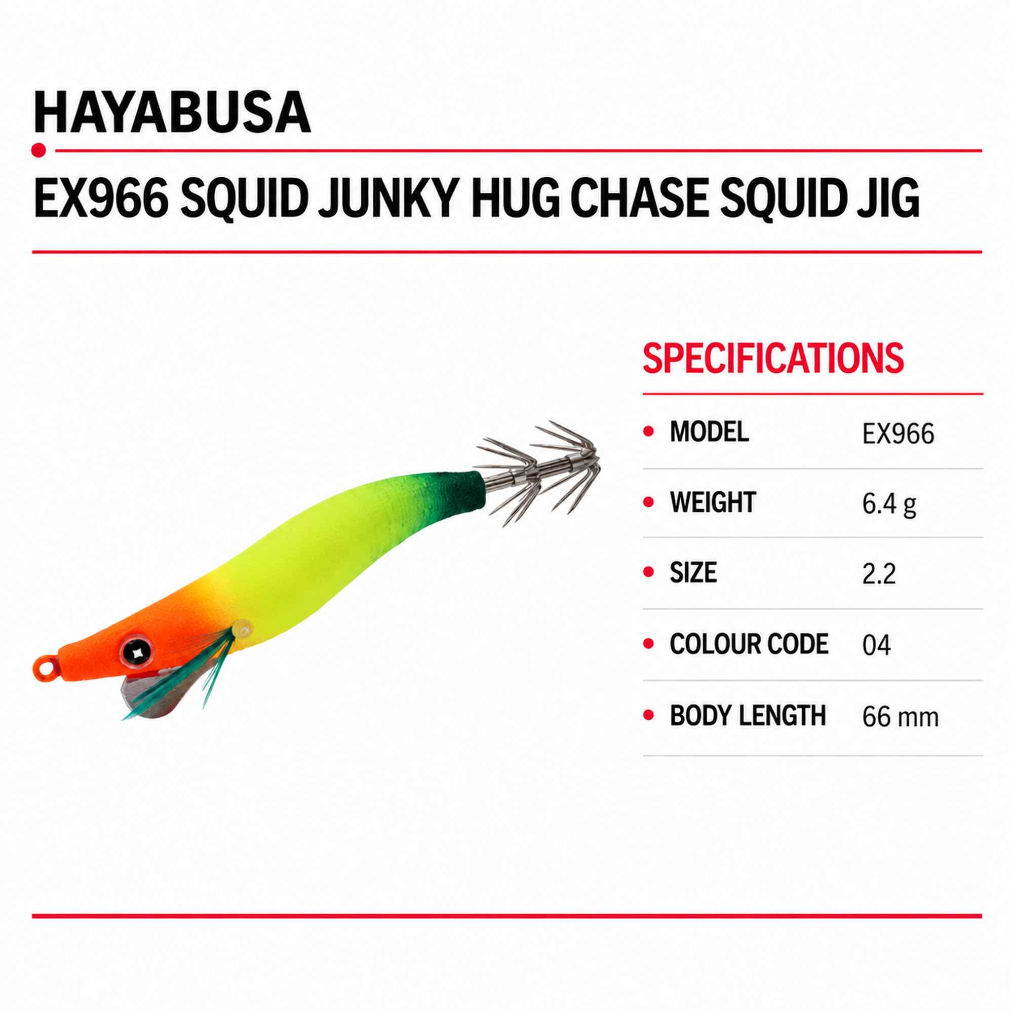 Hayabusa EX966 Squid Junky Hug Chase Squid Jig Size 2.2 6.4 grams 04 (8701)