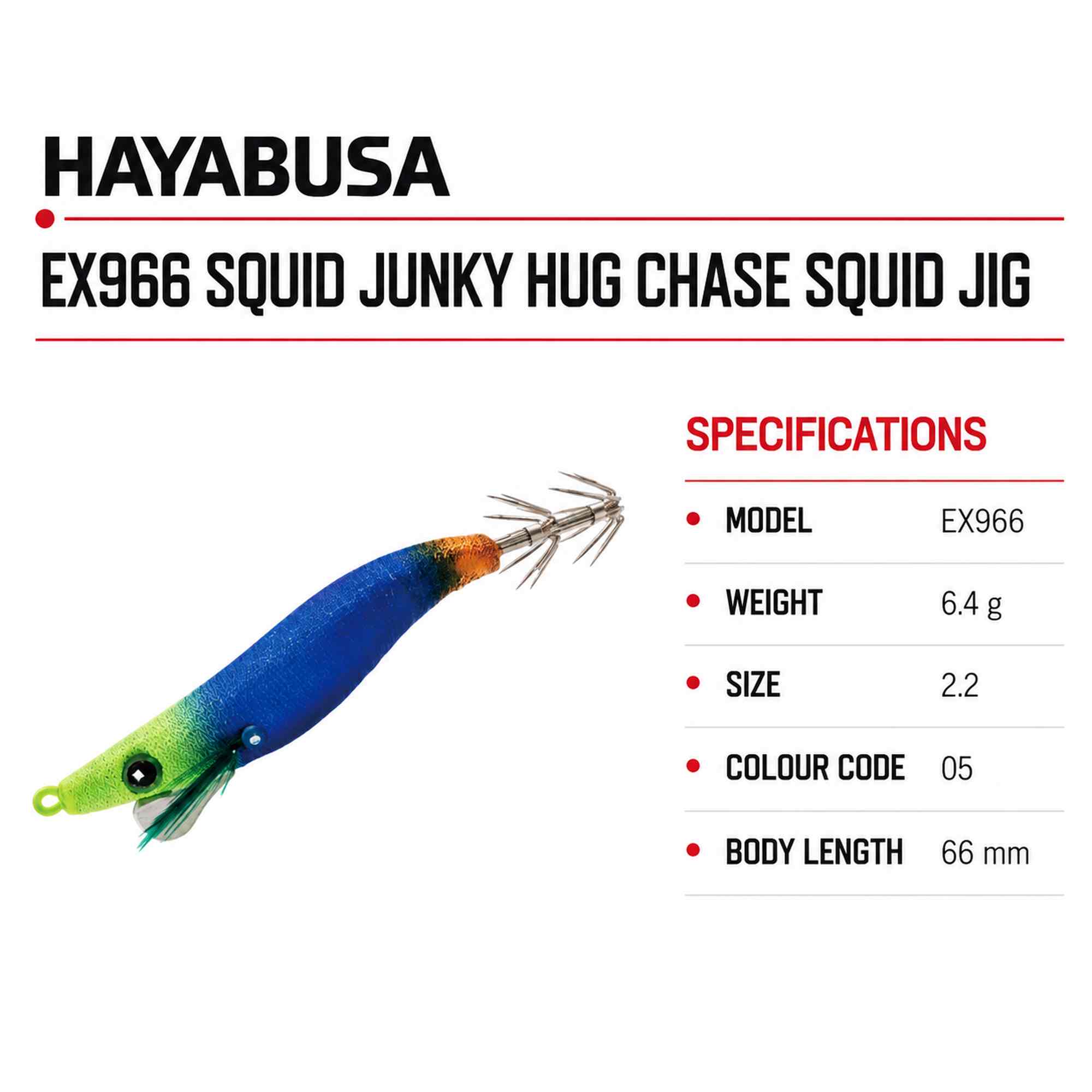 Hayabusa EX966 Squid Junky Hug Chase Squid Jig Size 2.2 6.4 grams 05 (8718)