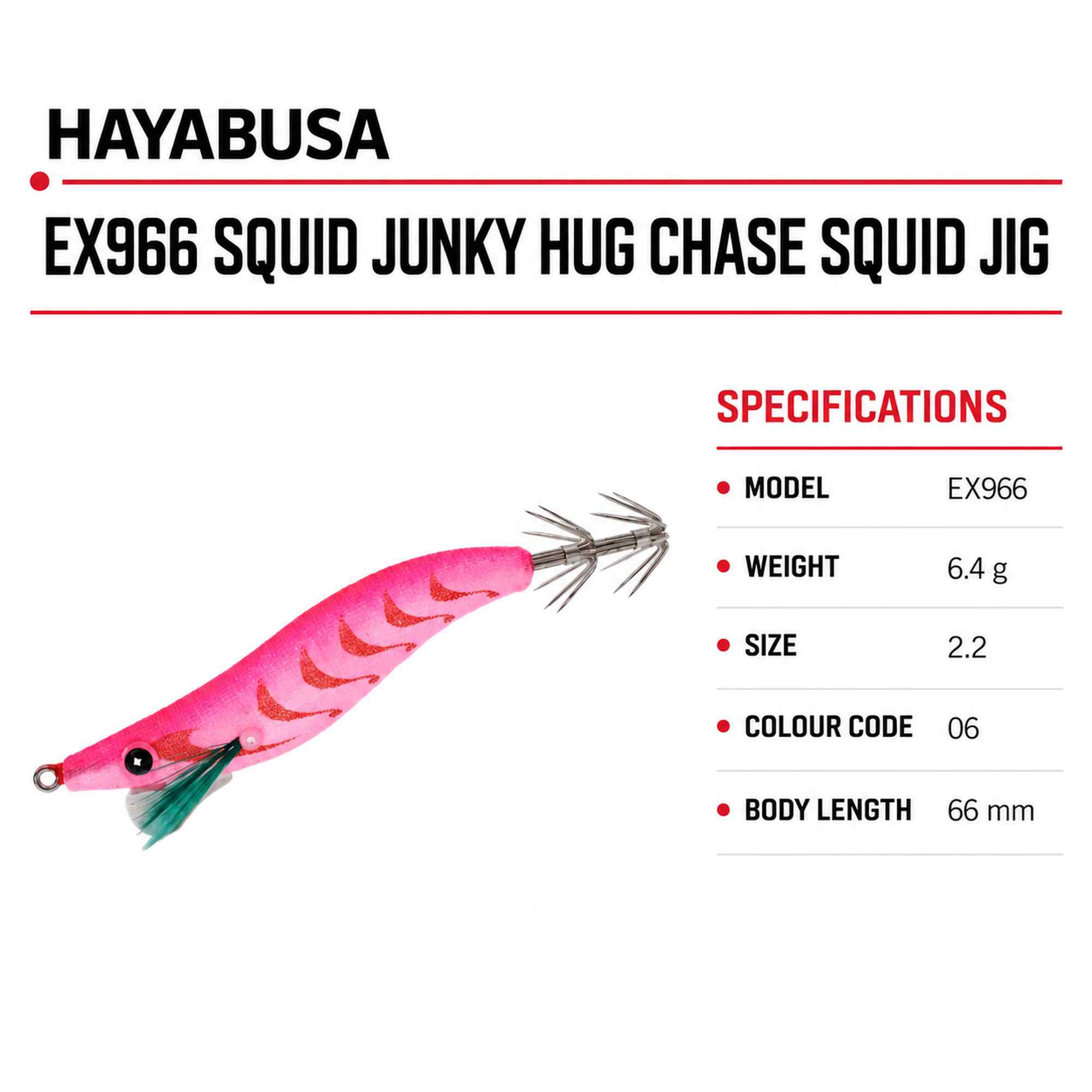 Hayabusa EX966 Squid Junky Hug Chase Squid Jig Size 2.2 6.4 grams 06 (8725)