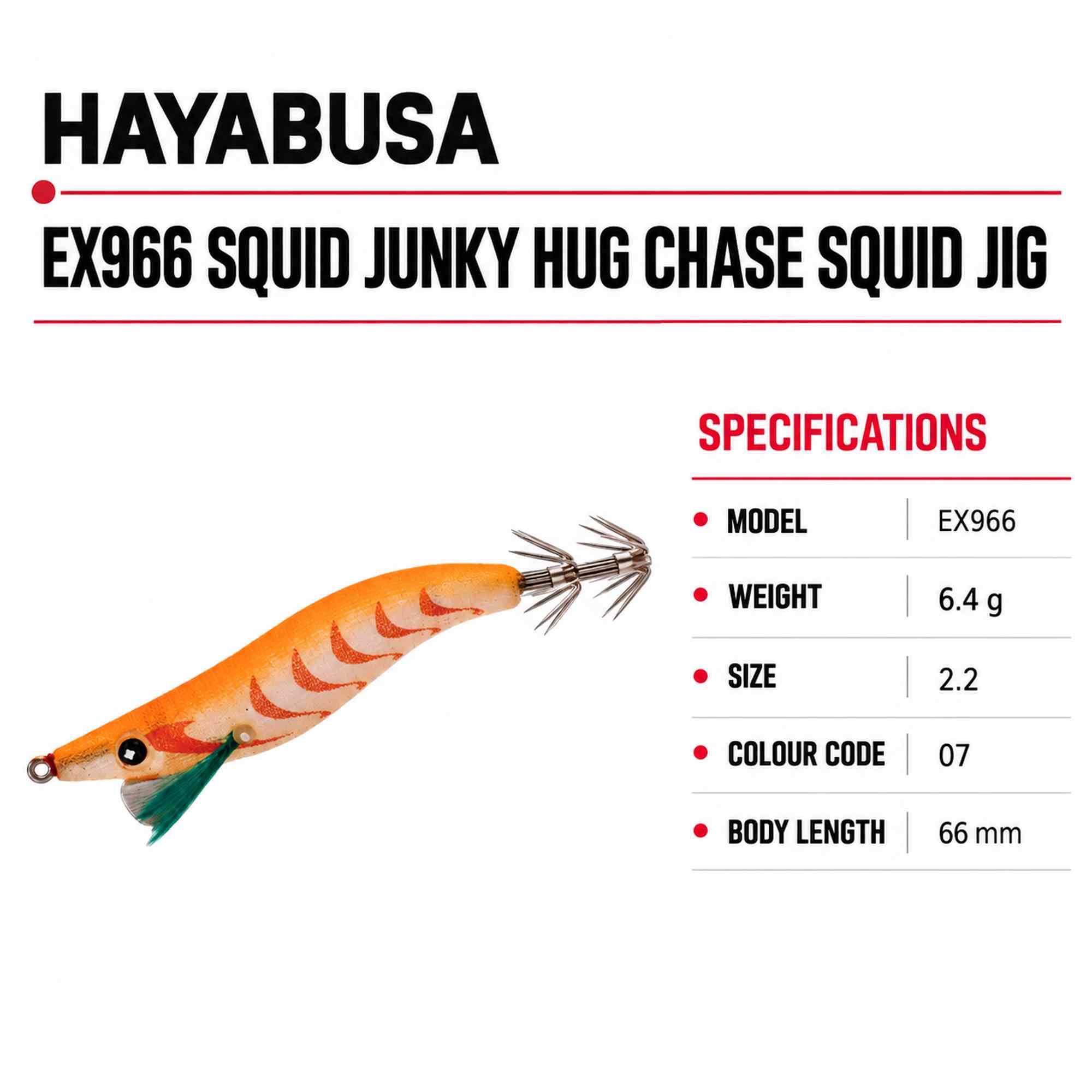 Hayabusa EX966 Squid Junky Hug Chase Squid Jig Size 2.2 6.4 grams 07 (8848)