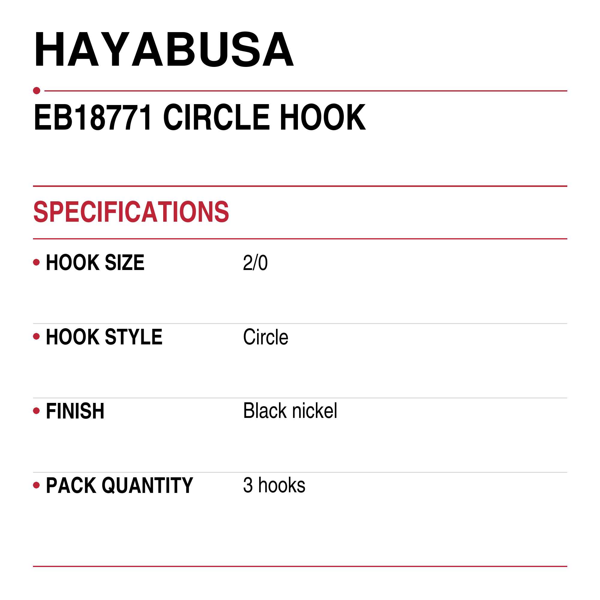 Hayabusa EB18771 Circle Hook Size 2/0 (0481)