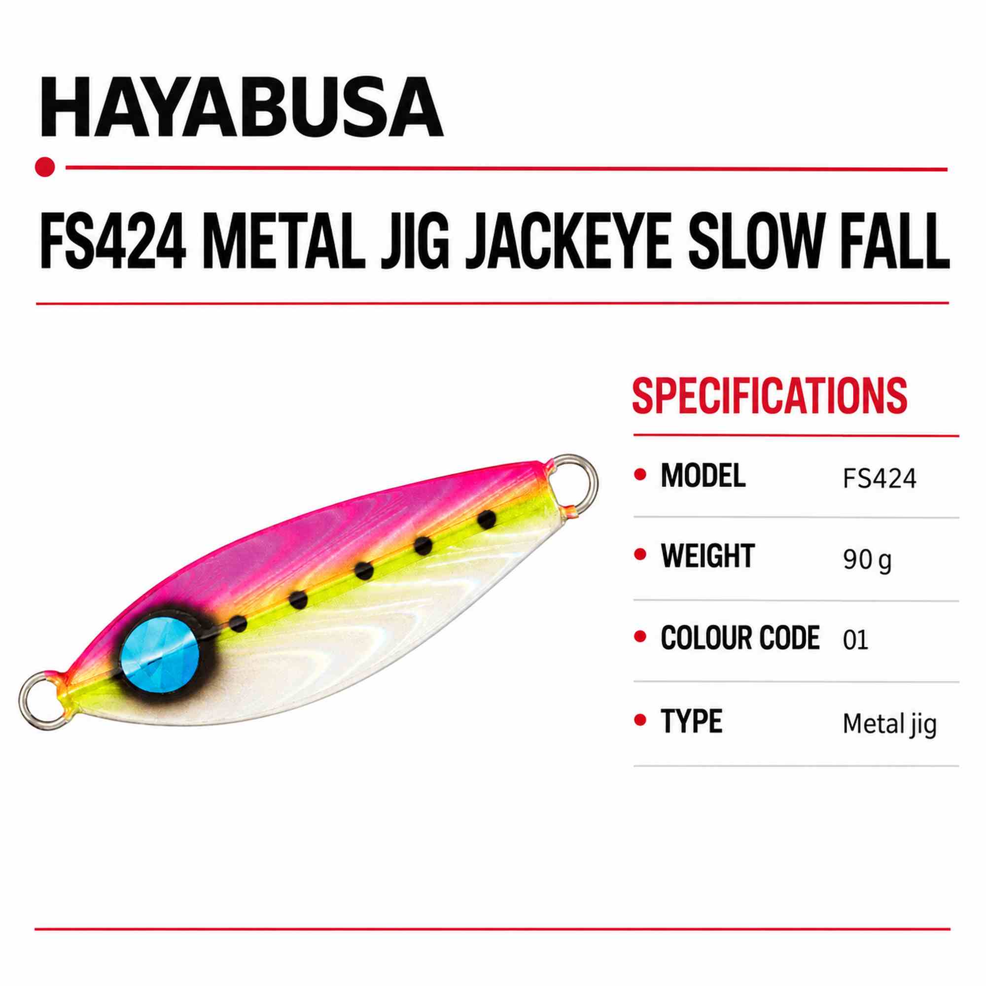 Hayabusa FS424 Metal Jig Jackeye Slow Fall 90 grams 01 (3010)