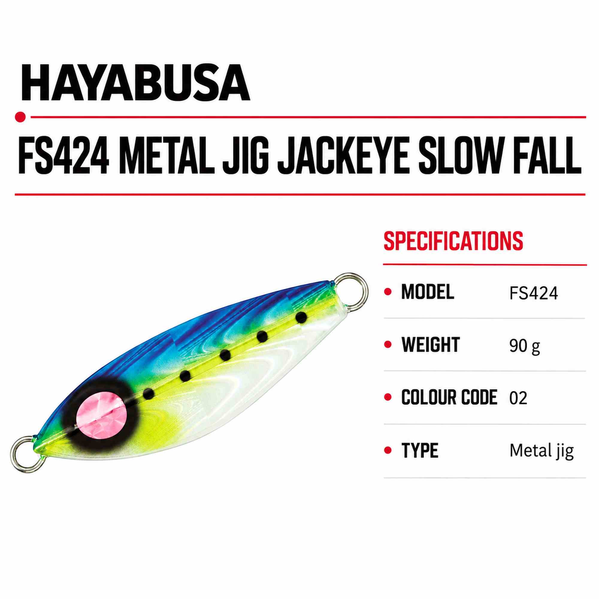 Hayabusa FS424 Metal Jig Jackeye Slow Fall 90 grams 02 (3027)