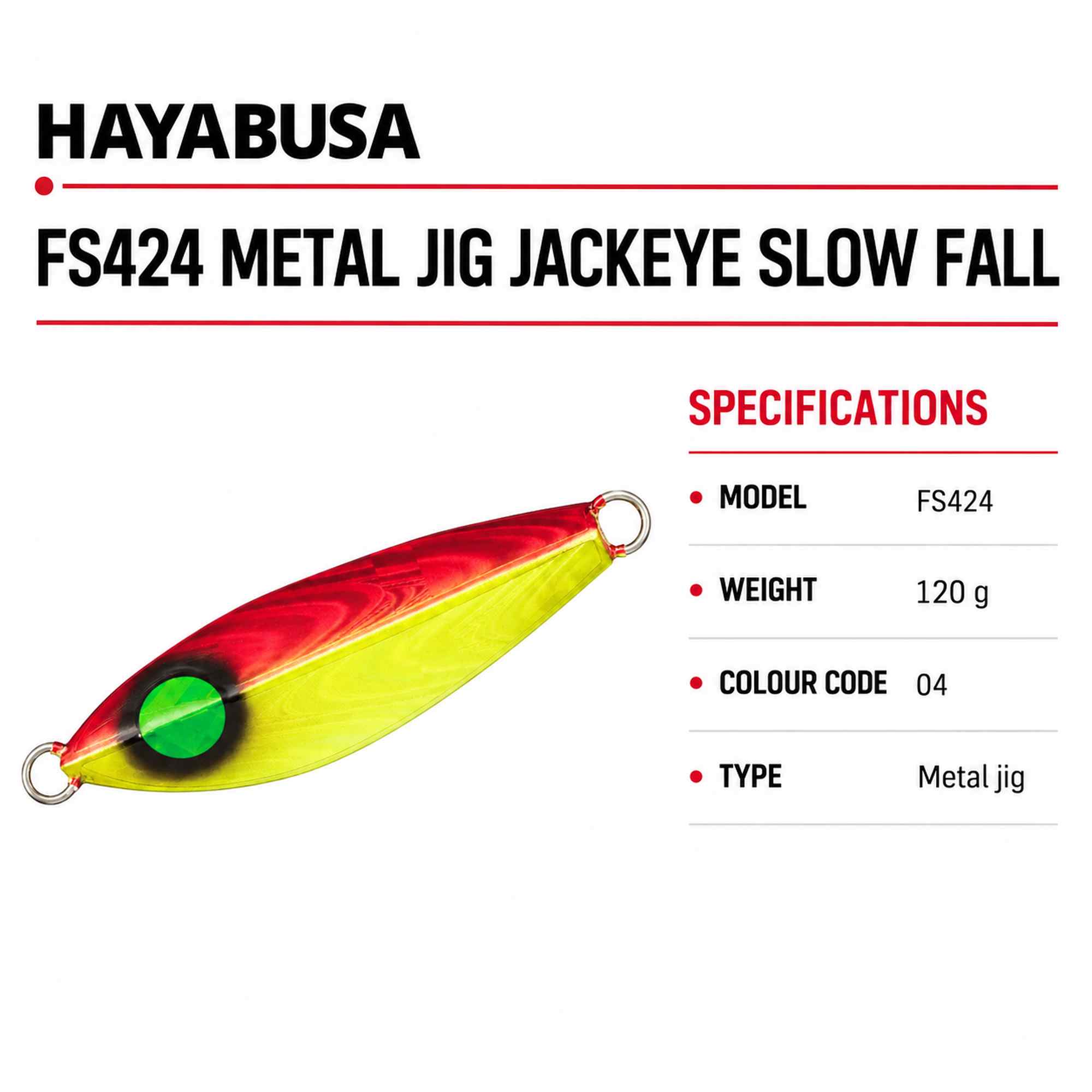 Hayabusa FS424 Metal Jig Jackeye Slow Fall 120 grams 04 (3102)