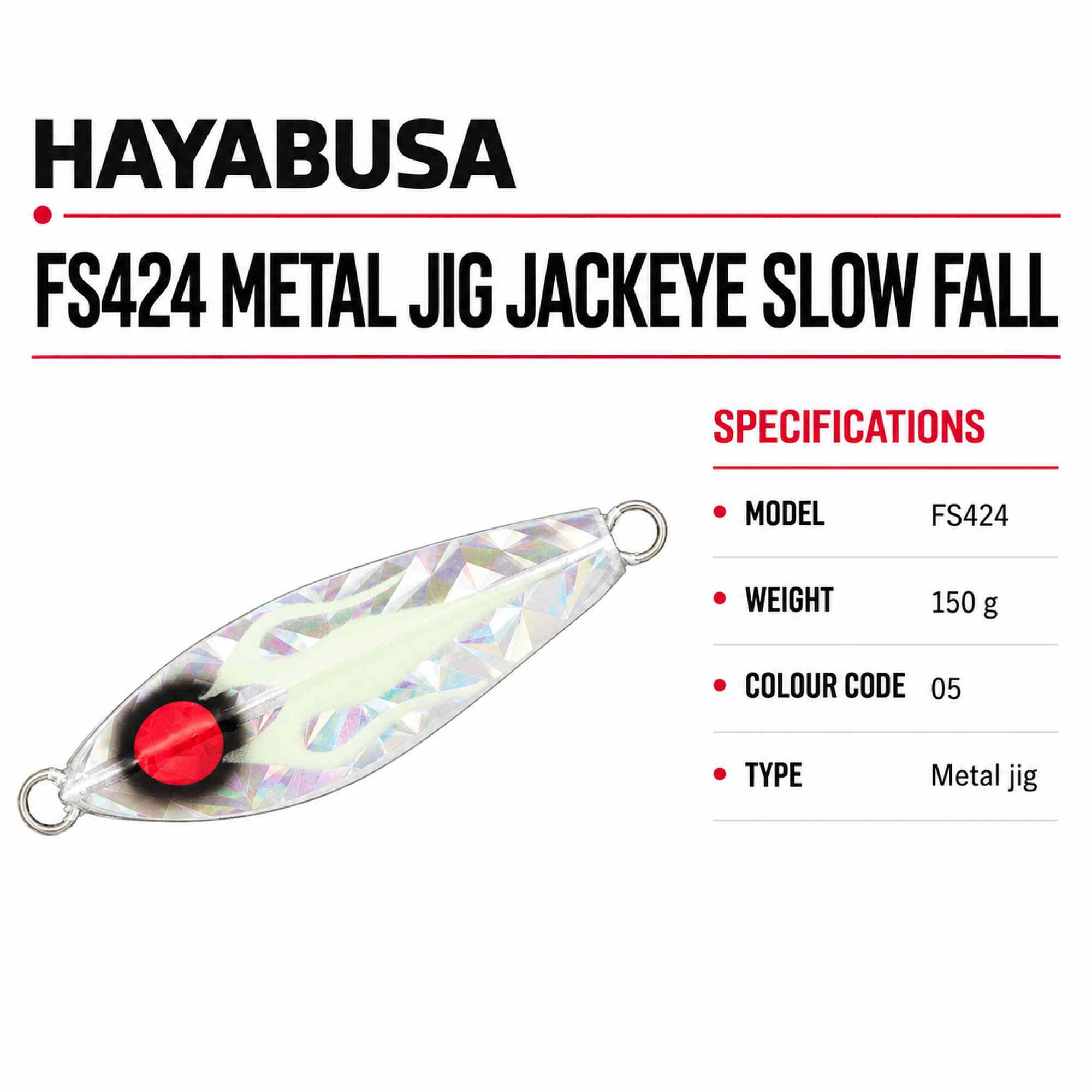 Hayabusa FS424 Metal Jig Jackeye Slow Fall 150 grams 05 (3171)