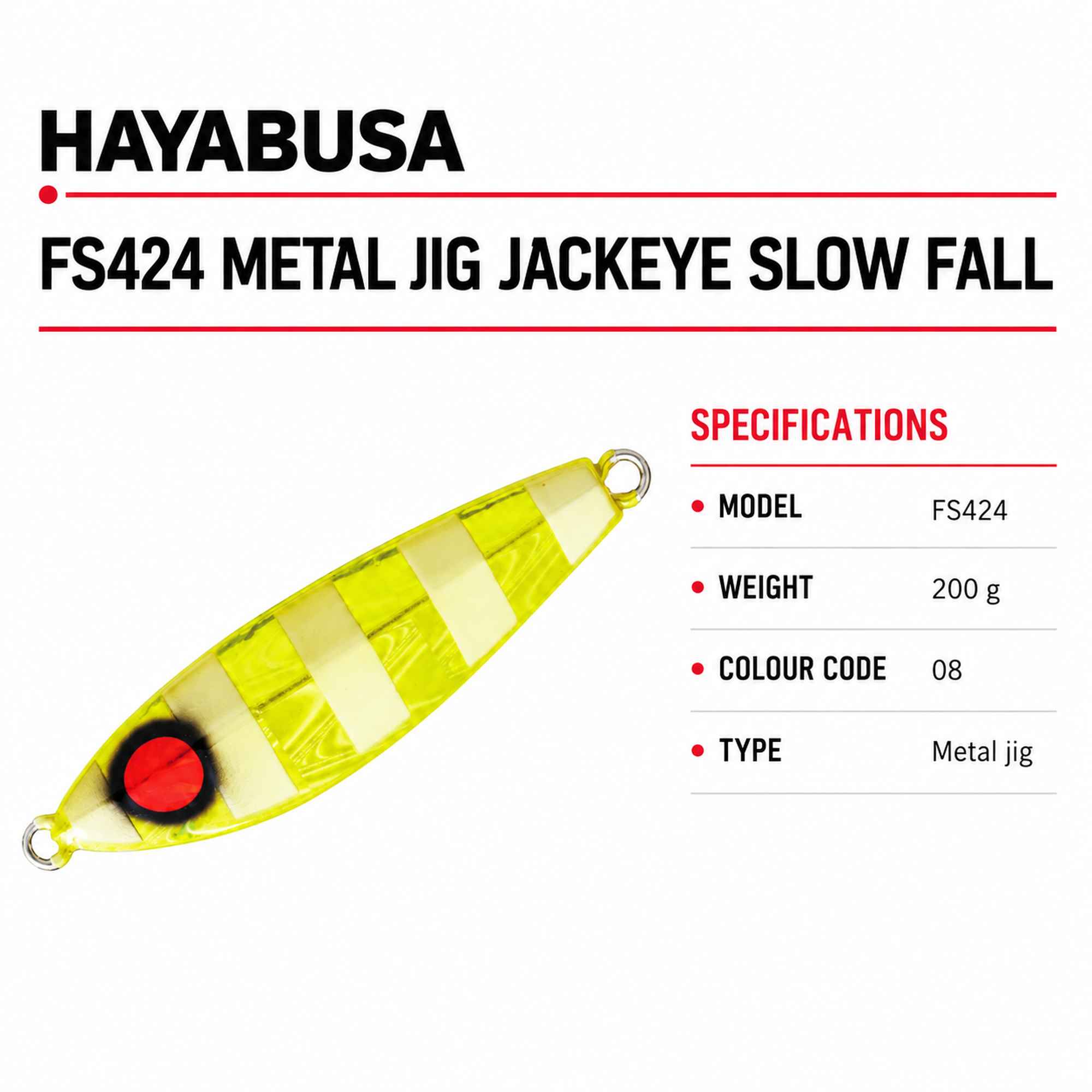 Hayabusa FS424 Metal Jig Jackeye Slow Fall 200 grams 08 (1676)