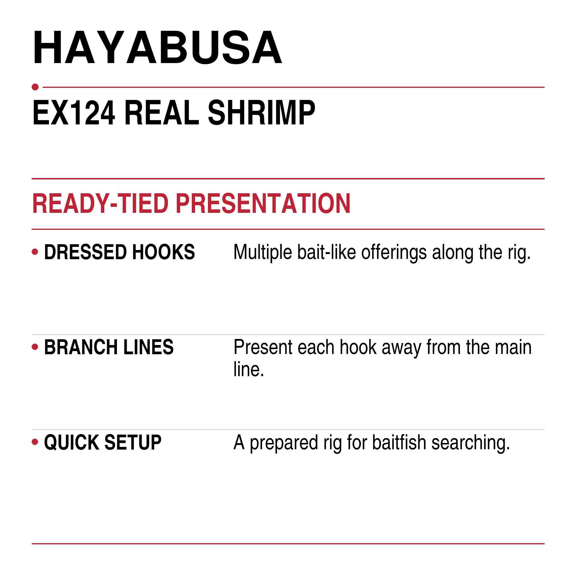 Hayabusa EX124 Sabiki Real Shrimp Size 18 30lb (2847)