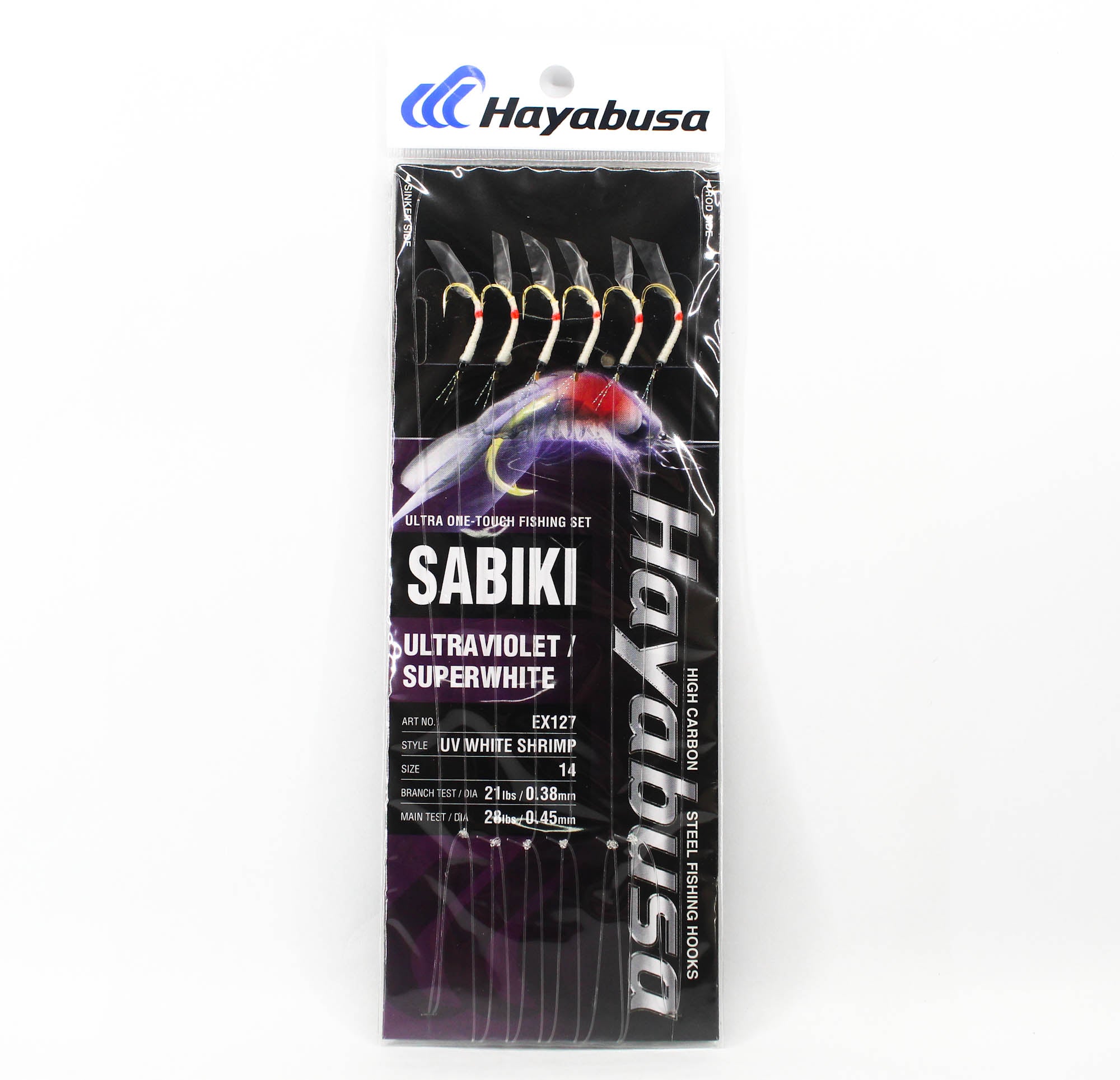 Hayabusa EX127 Sabiki UV White Shrimp Size 14 21lb (9026)