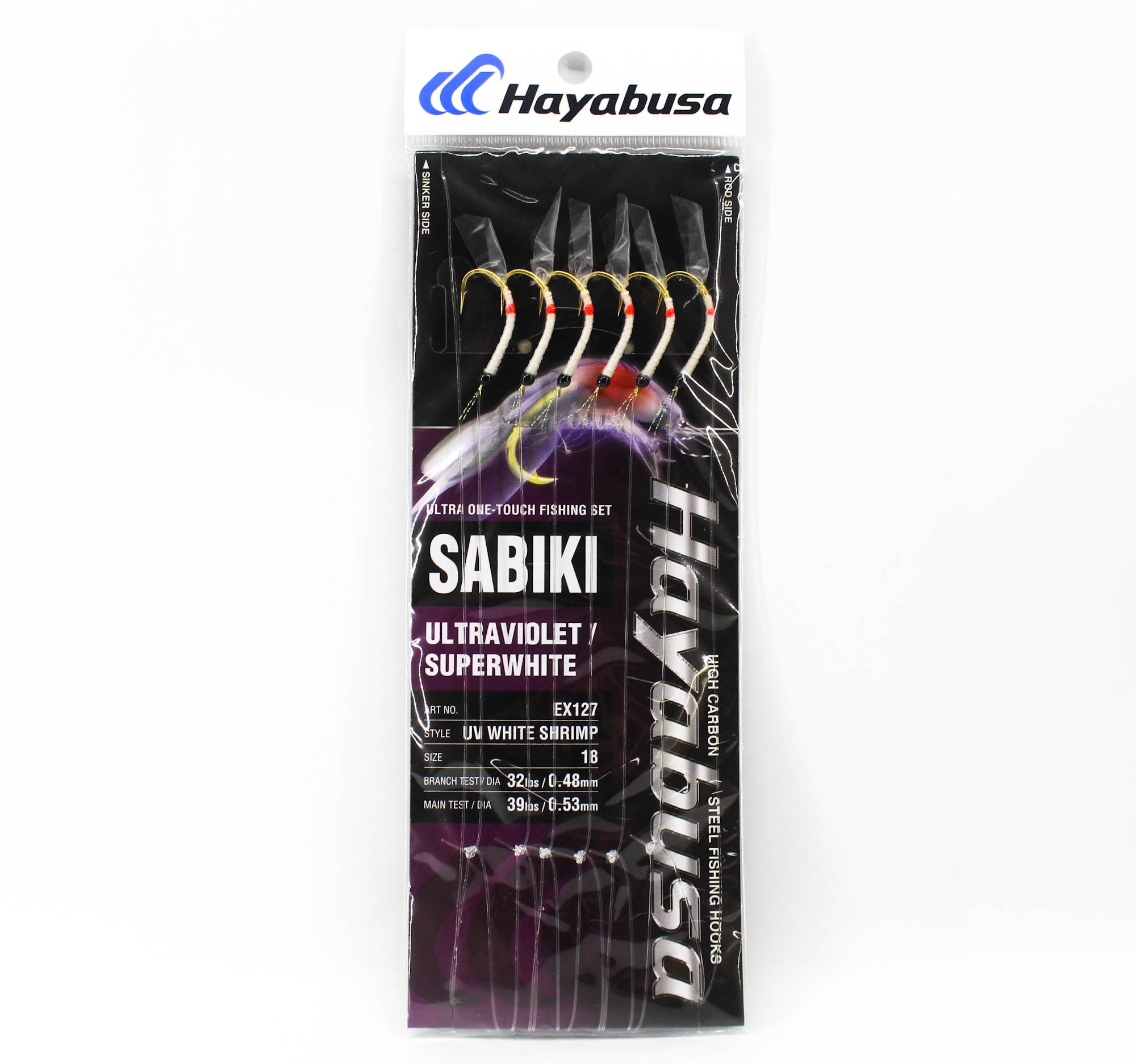 Hayabusa EX127 Sabiki UV White Shrimp Size 18 32lb (9040)