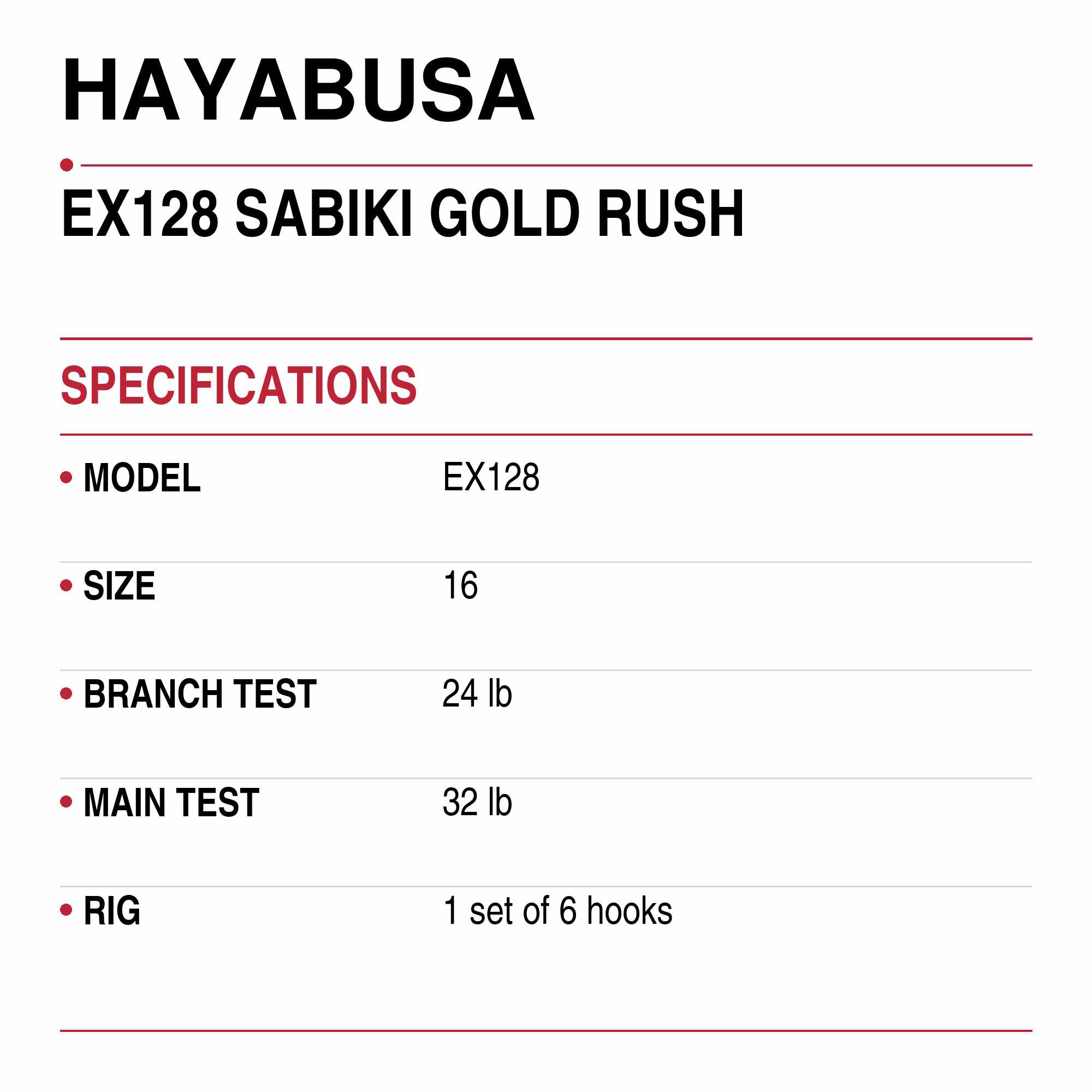 Hayabusa EX128 Sabiki Gold Rush Size 16 24lb (9088)