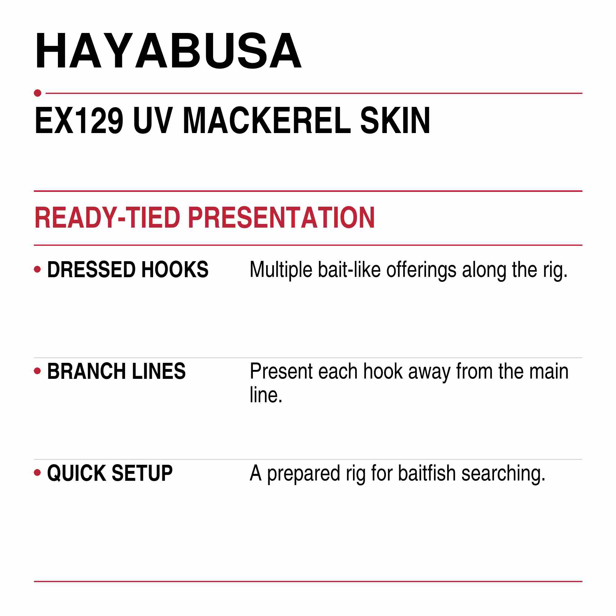 Hayabusa EX129 Sabiki UV Mackerel Skin Size 14 21lb (9125)