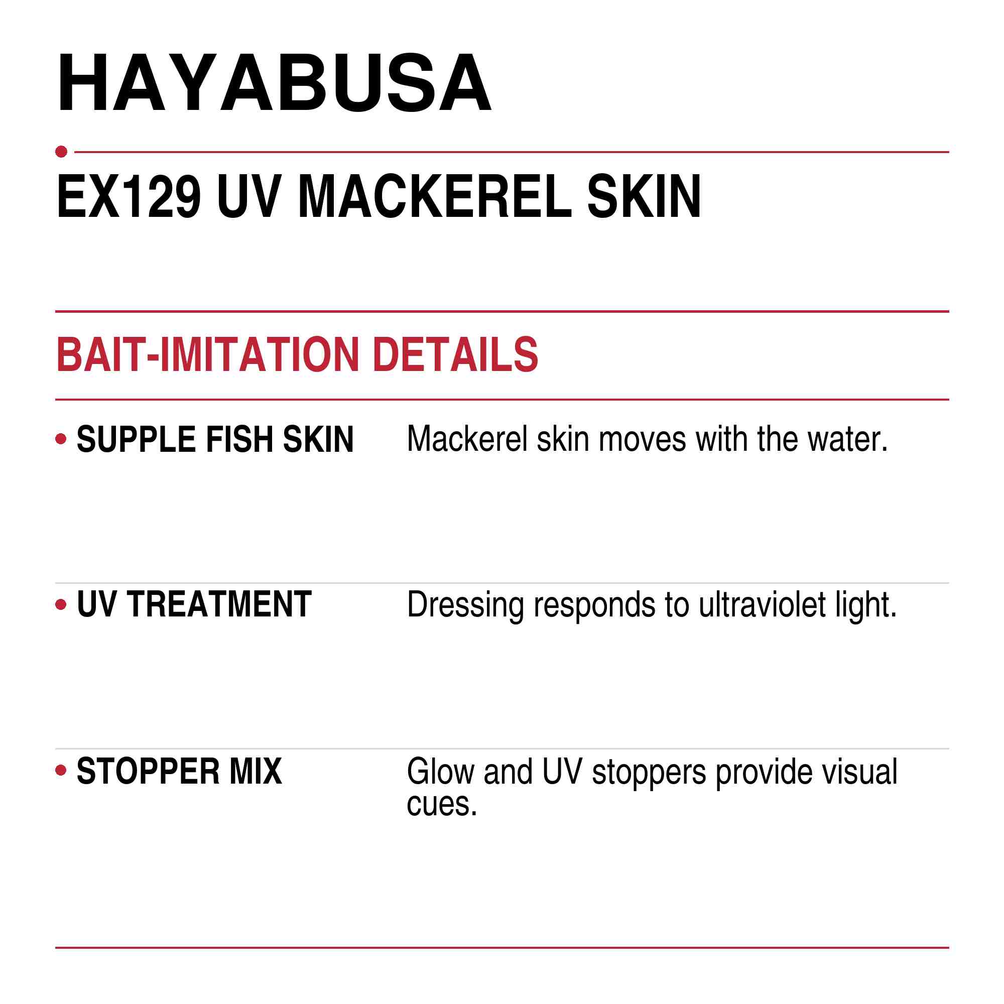 Hayabusa EX129 Sabiki UV Mackerel Skin Size 16 24lb (9132)